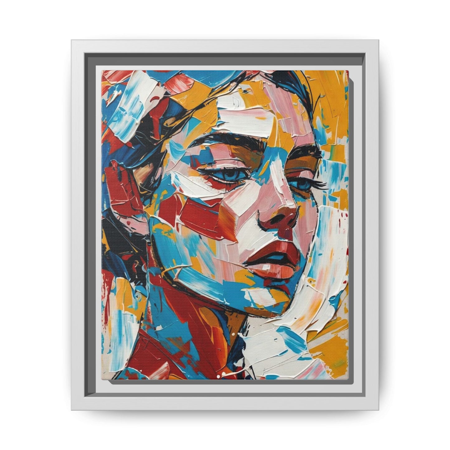 Colorful Abstract Portrait Framed Canvas Print