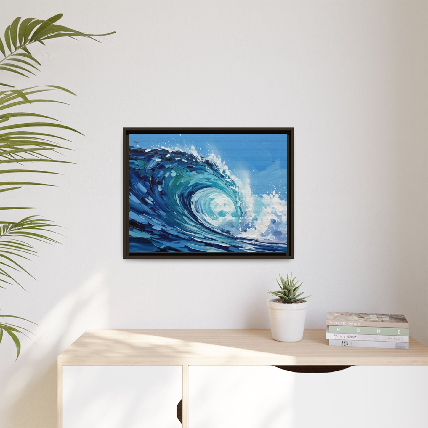 Framed Matte Canvas Wave Art — Blue Ocean Surf Wall Decor