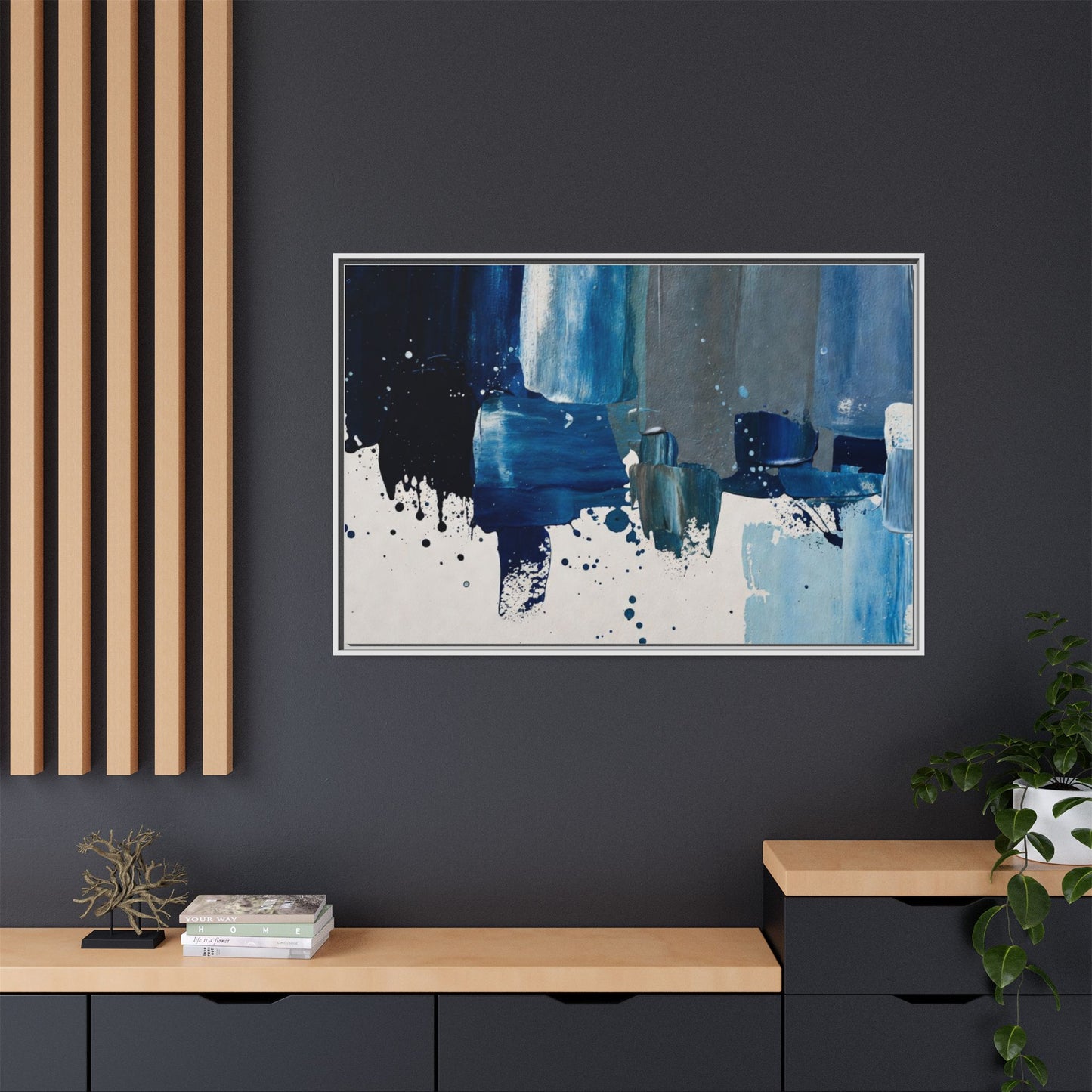 Abstract Blue Ocean Matte Canvas Framed Wall Art