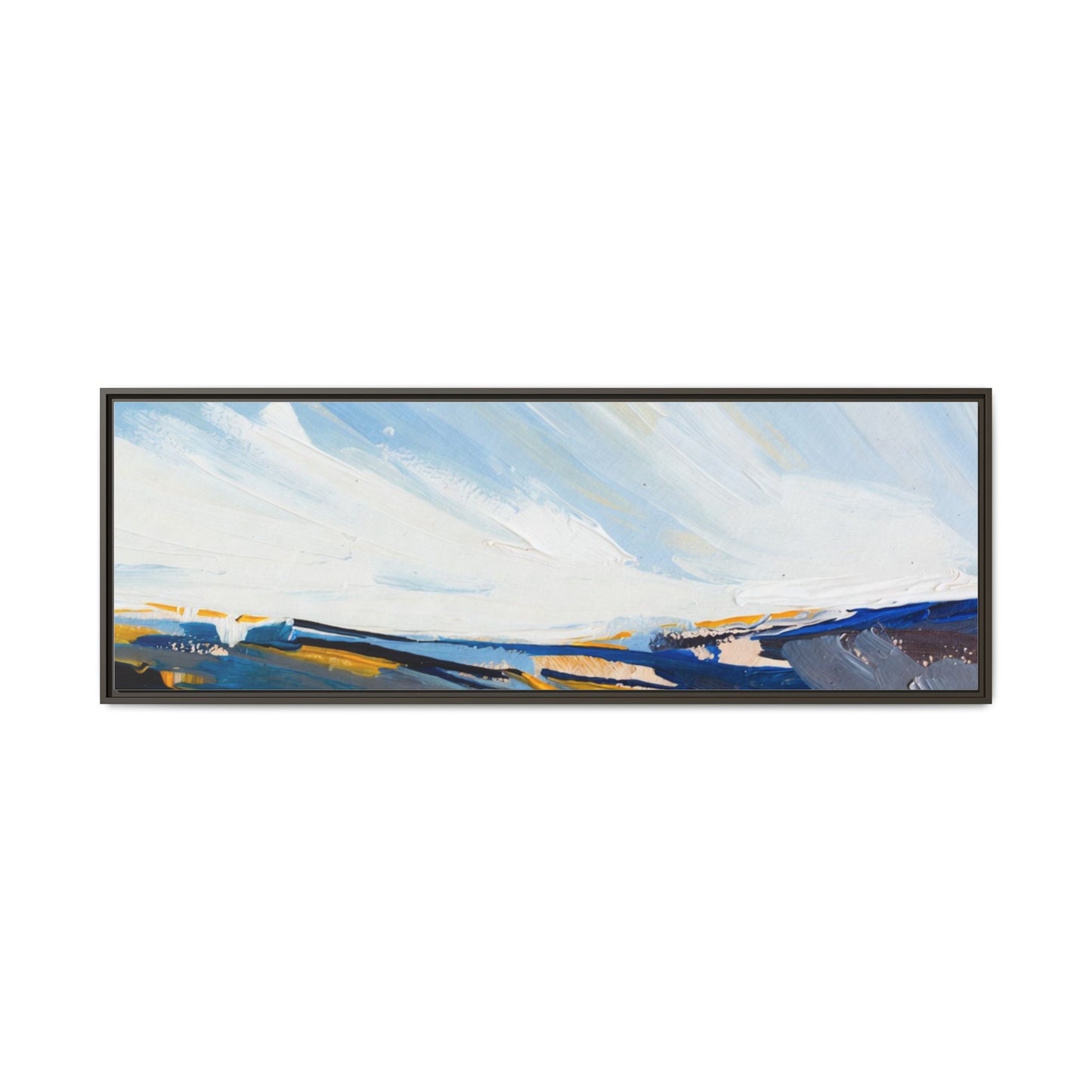 Framed Abstract Seascape Canvas Print — Matte Multi‑Color Wall Art