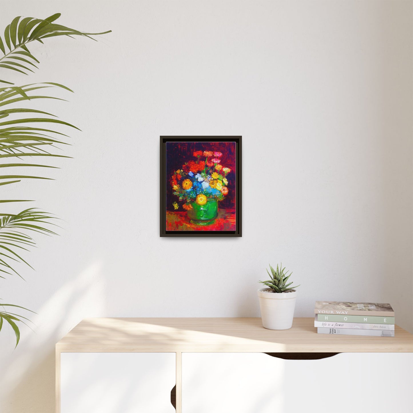Framed Floral Canvas Print — Colorful Bouquet Wall Art