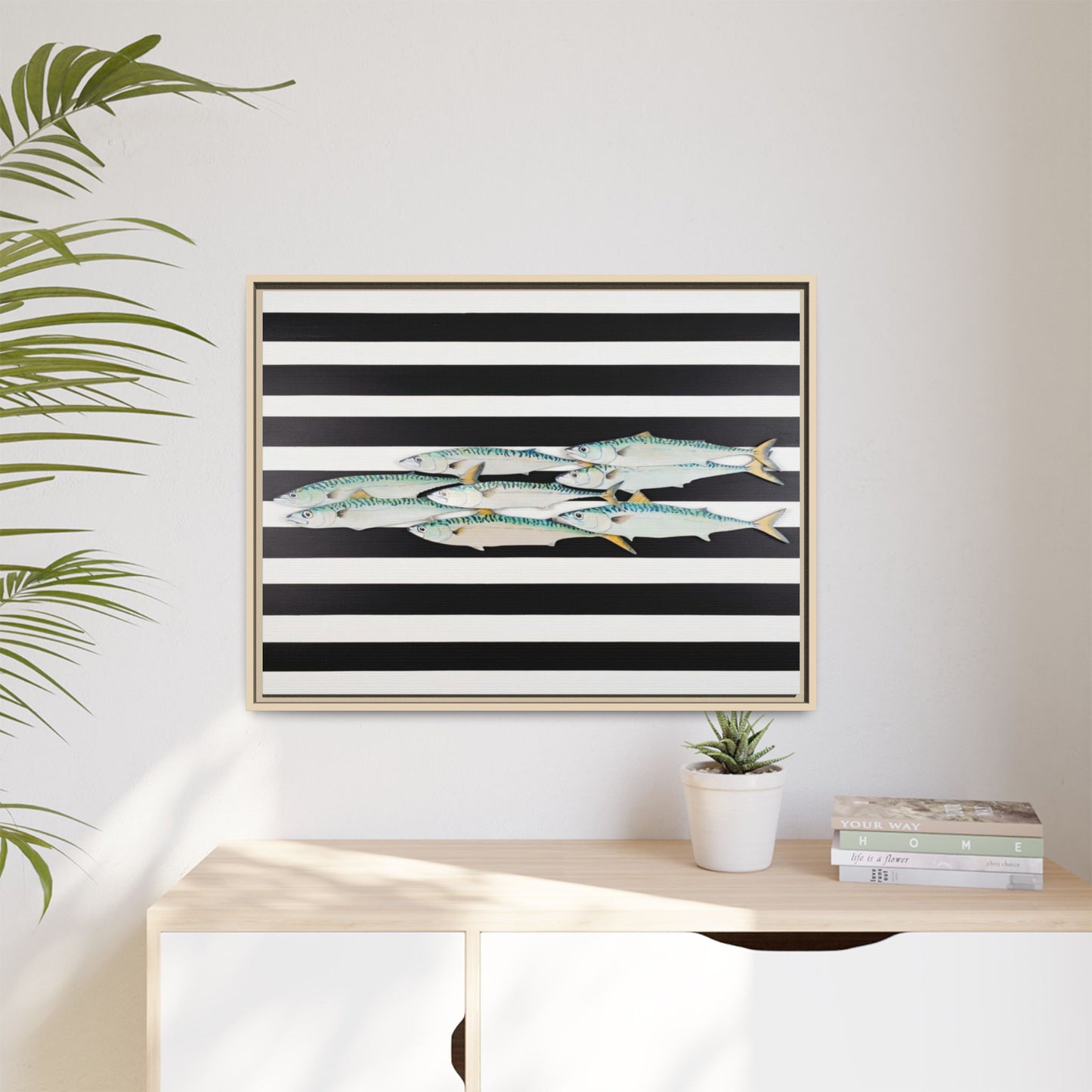Striped Mackerel Canvas Print — Framed Matte Fish Wall Art
