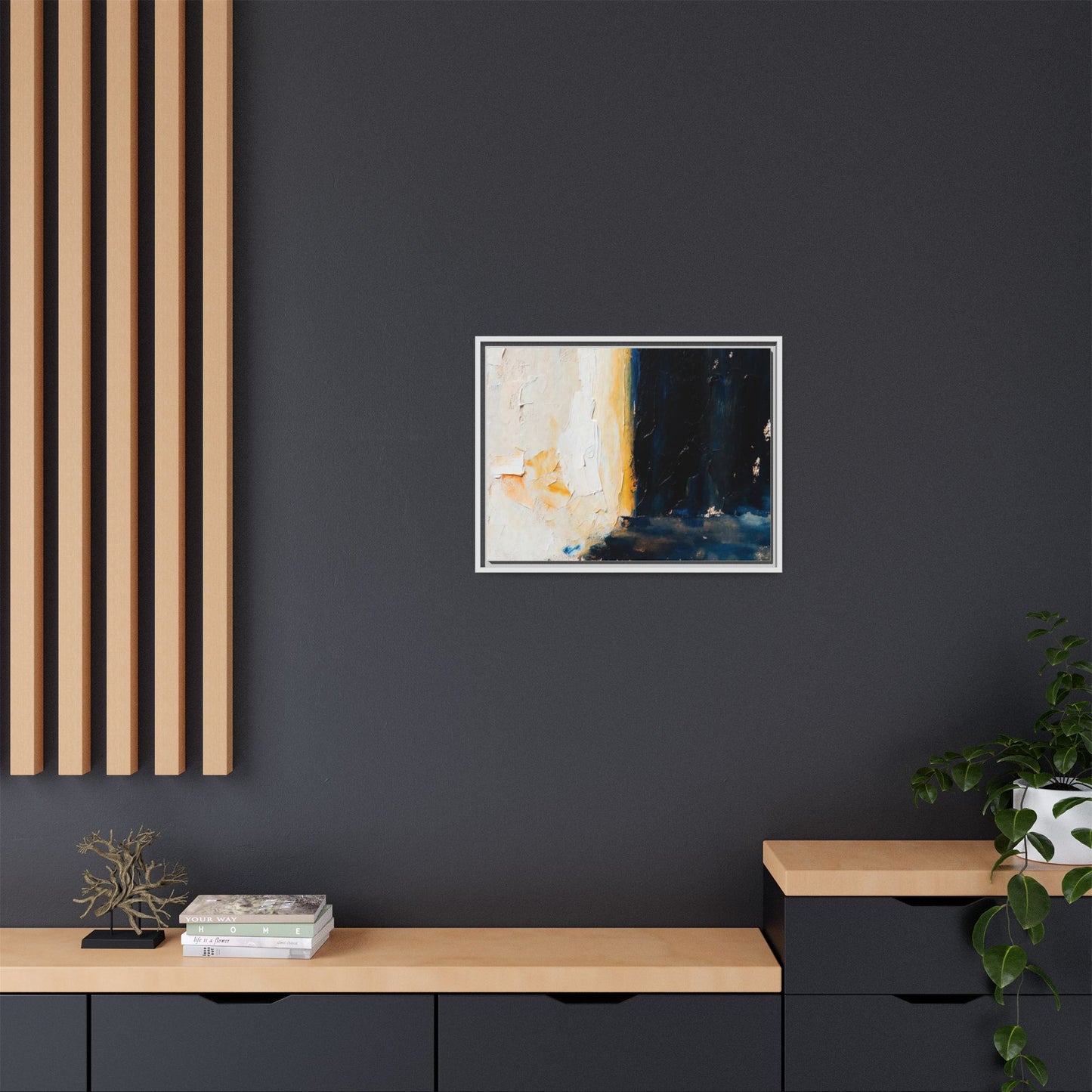 Abstract Coastal Texture Framed Canvas Art — Matte Multi-Color Wall Print