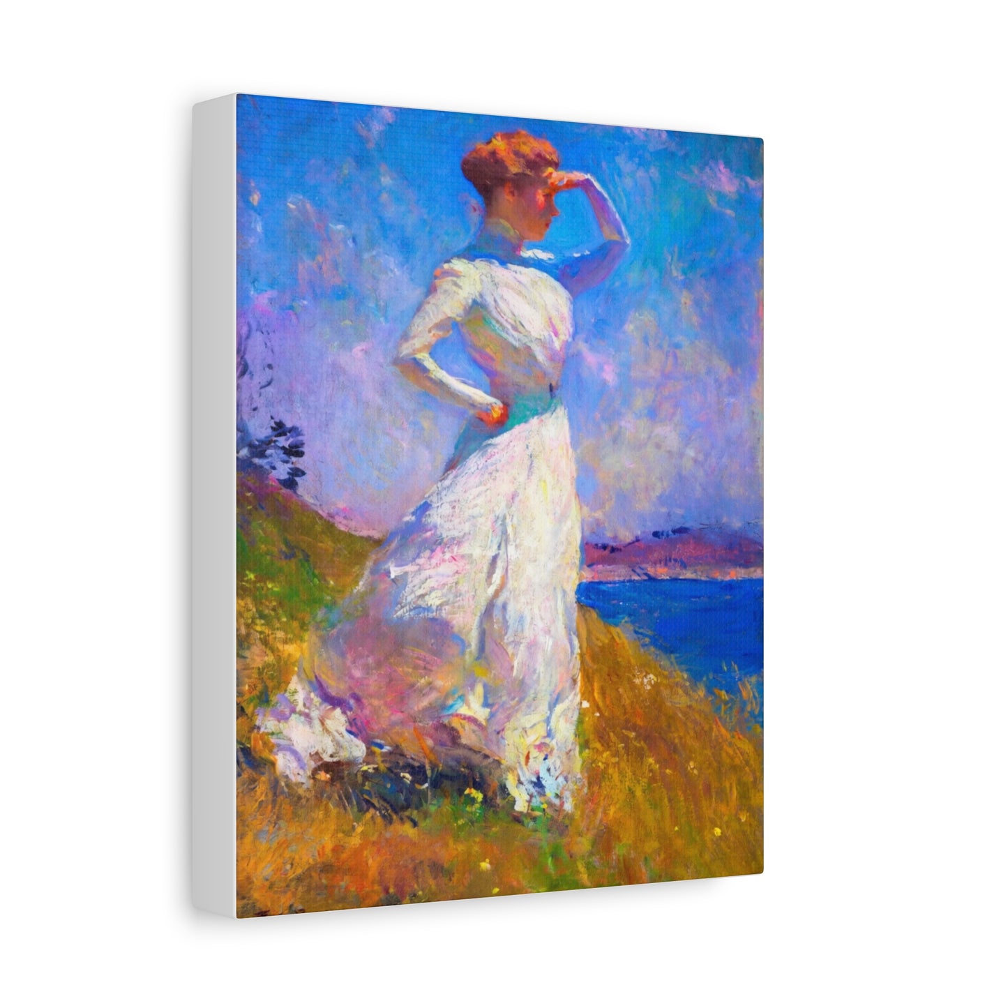 Impressionist Coastal Lady Matte Canvas Print — Stretched 1.25"