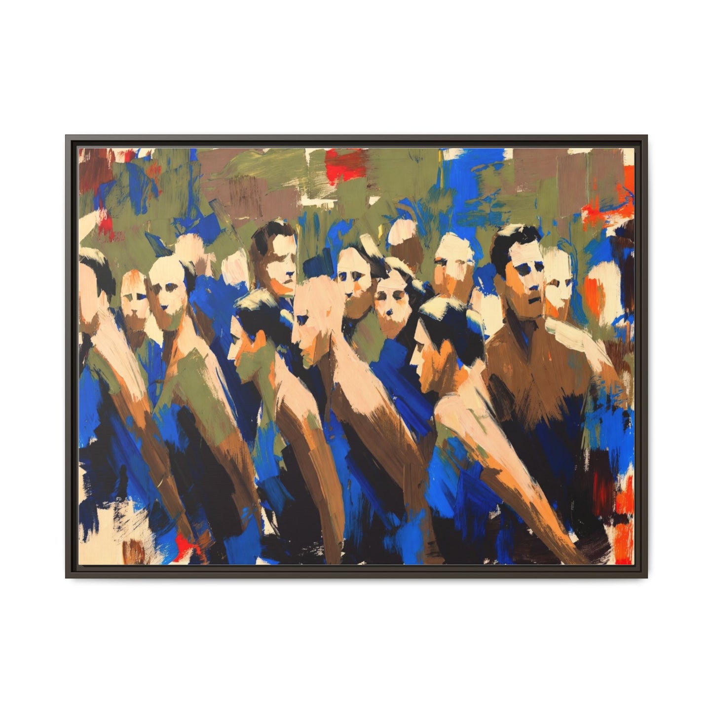 Abstract Crowd Matte Canvas Print — Framed Multi-Color Wall Art