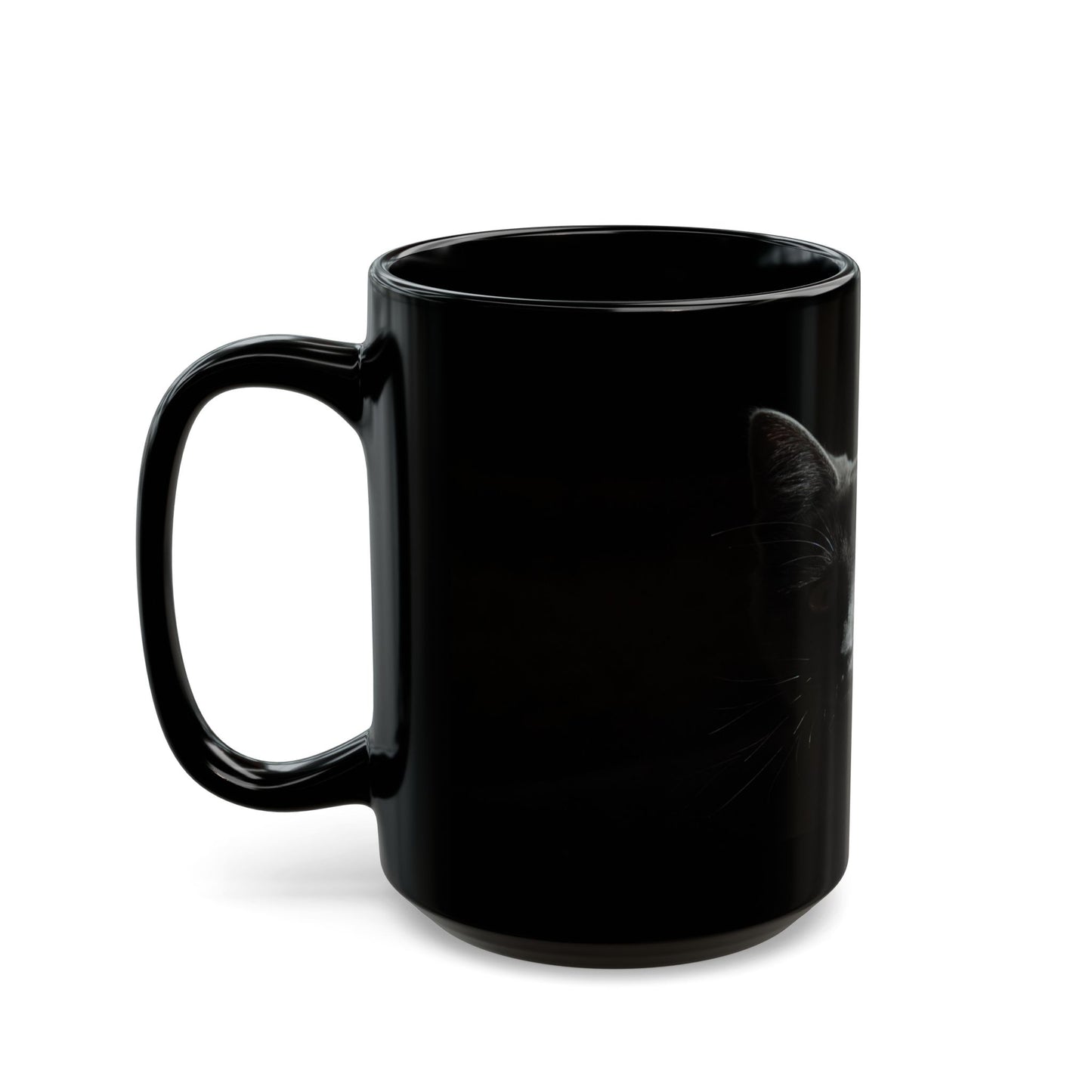 Black Cat Portrait Mug — Gothic Coffee Cup for Cat Lovers (11oz/15oz)