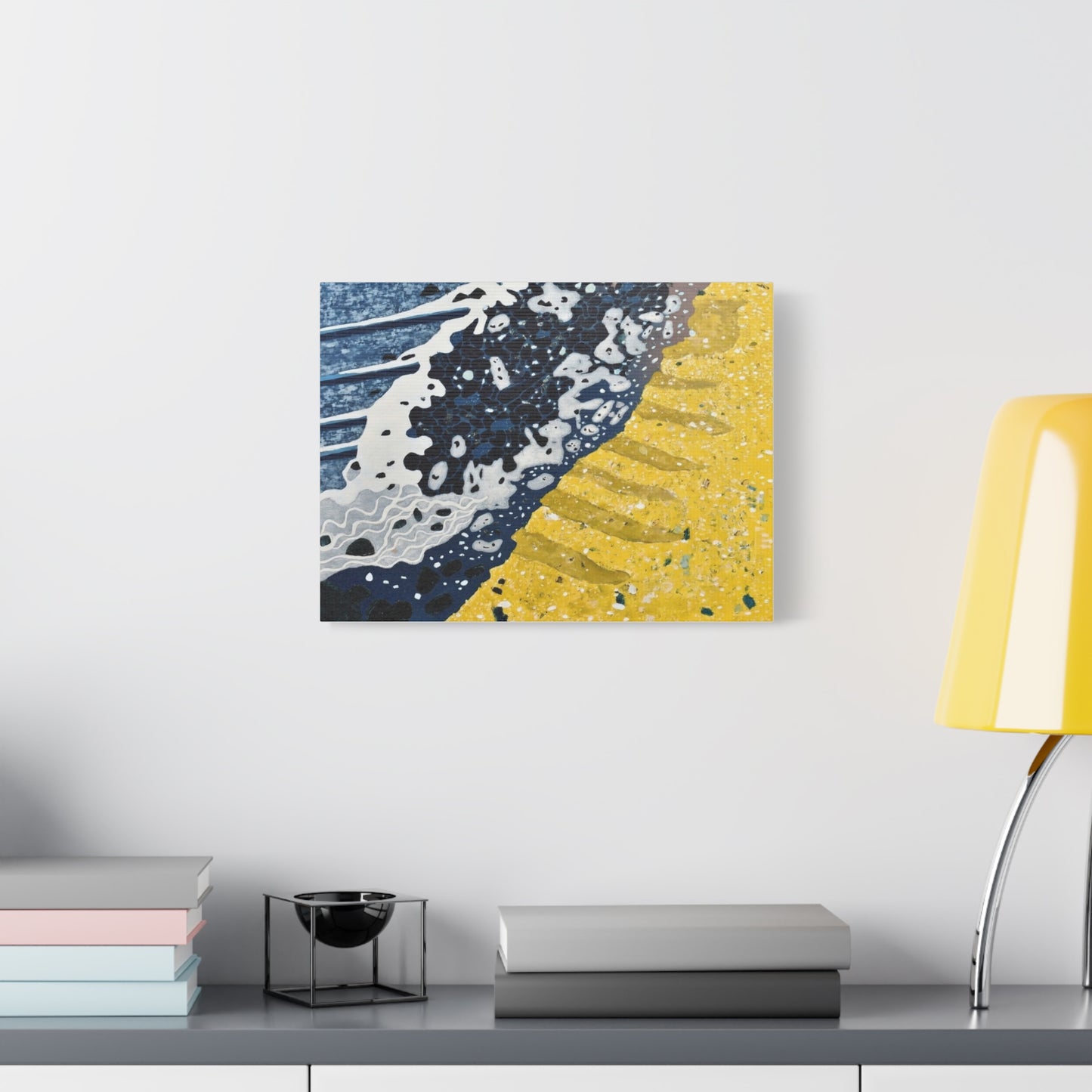 Abstract Blue & Yellow Fluid Art Canvas Print — Matte Stretched Wall Art