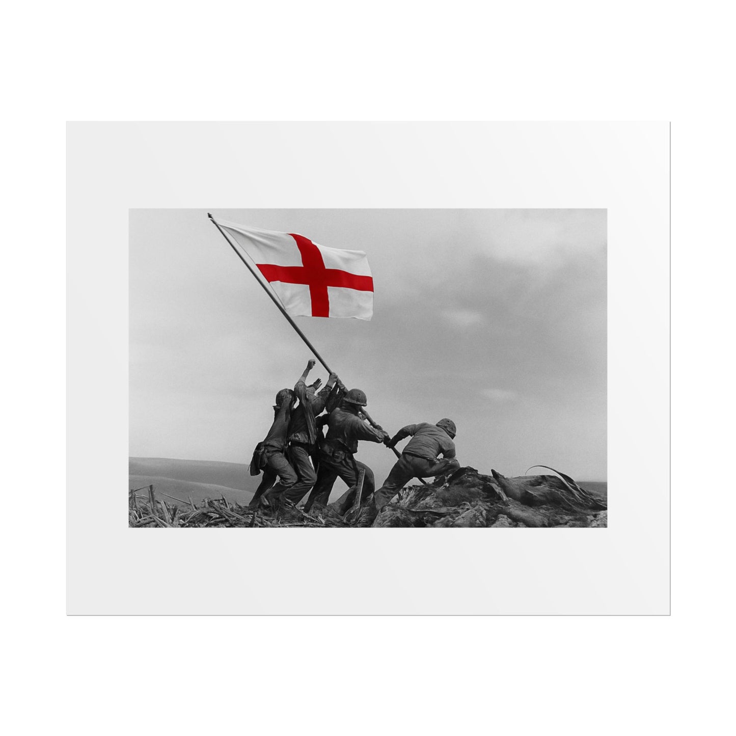 Raising the St George  by Unknown attributed to Joe Rosenthal Wall Art Print