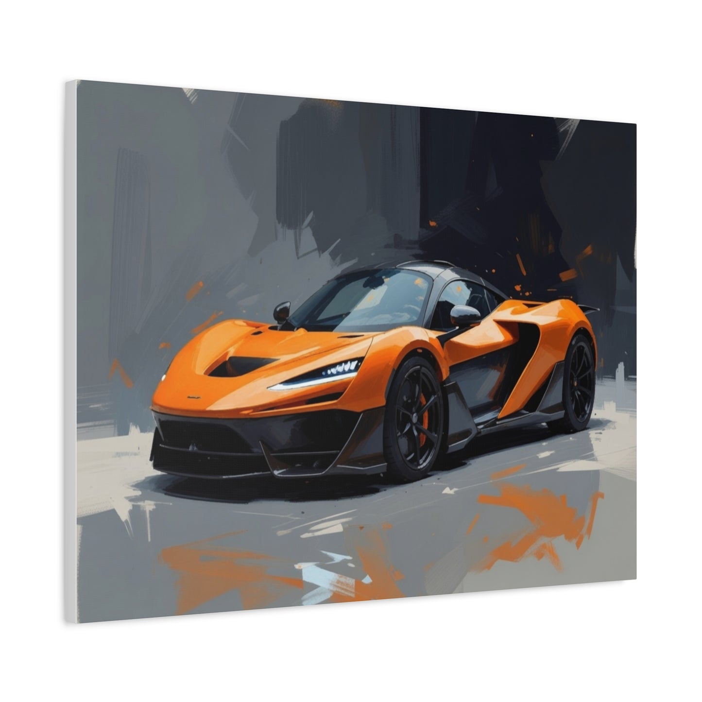 Orange Supercar Matte Canvas Wall Art – Stretched 1.25" Sports Car Print