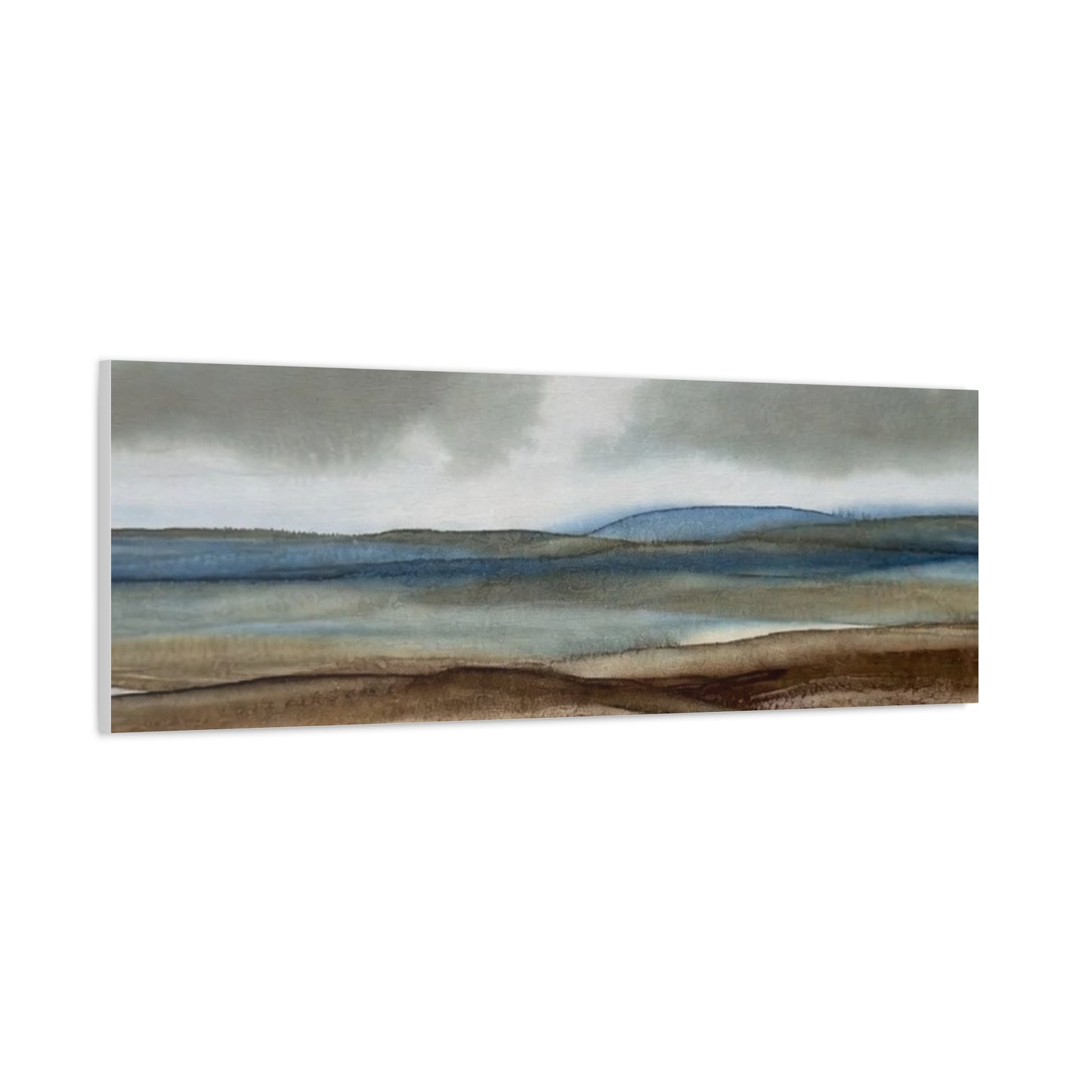 Coastal Mist Matte Canvas Print — Serene Blue-Brown Landscape Wall Art