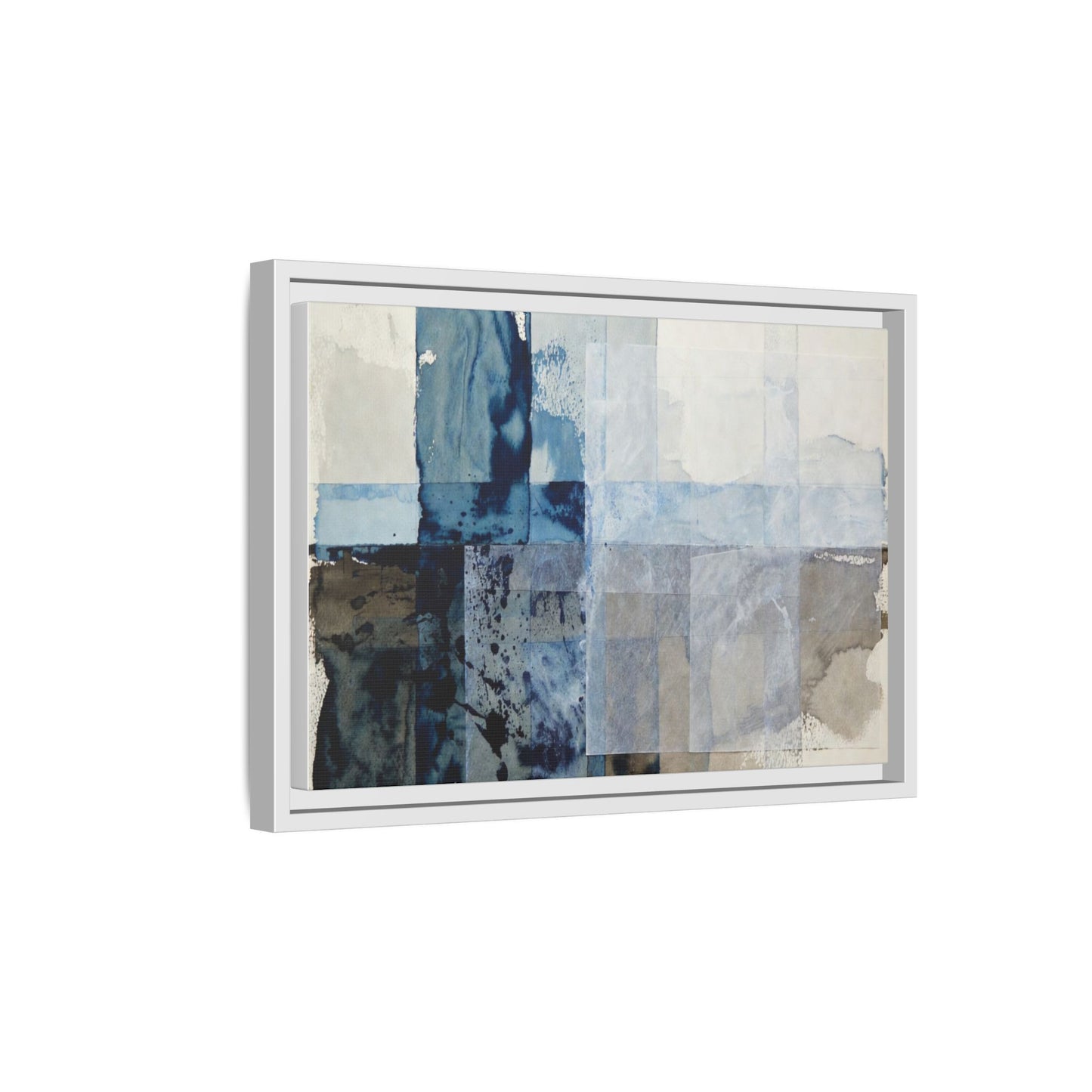 Abstract Coastal Blue Framed Canvas Art