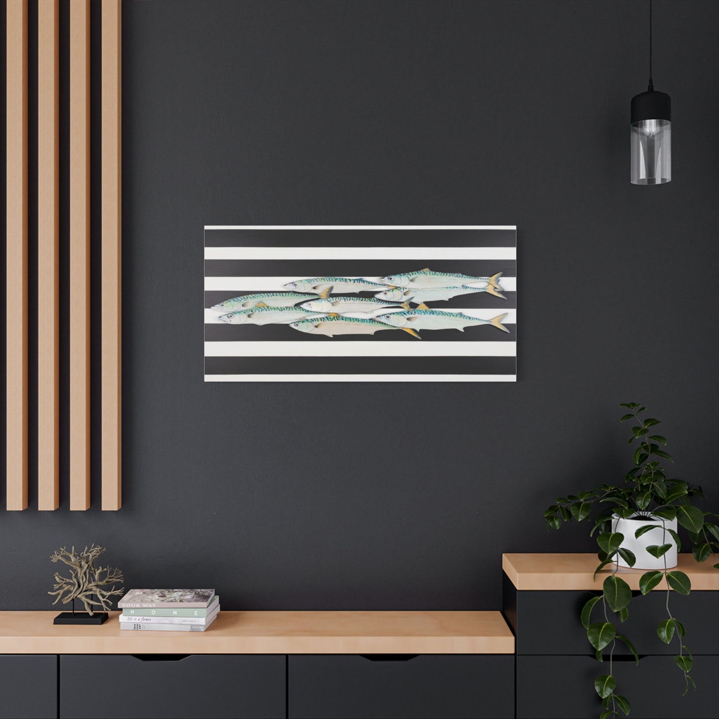 Striped Mackerel School Matte Canvas Print