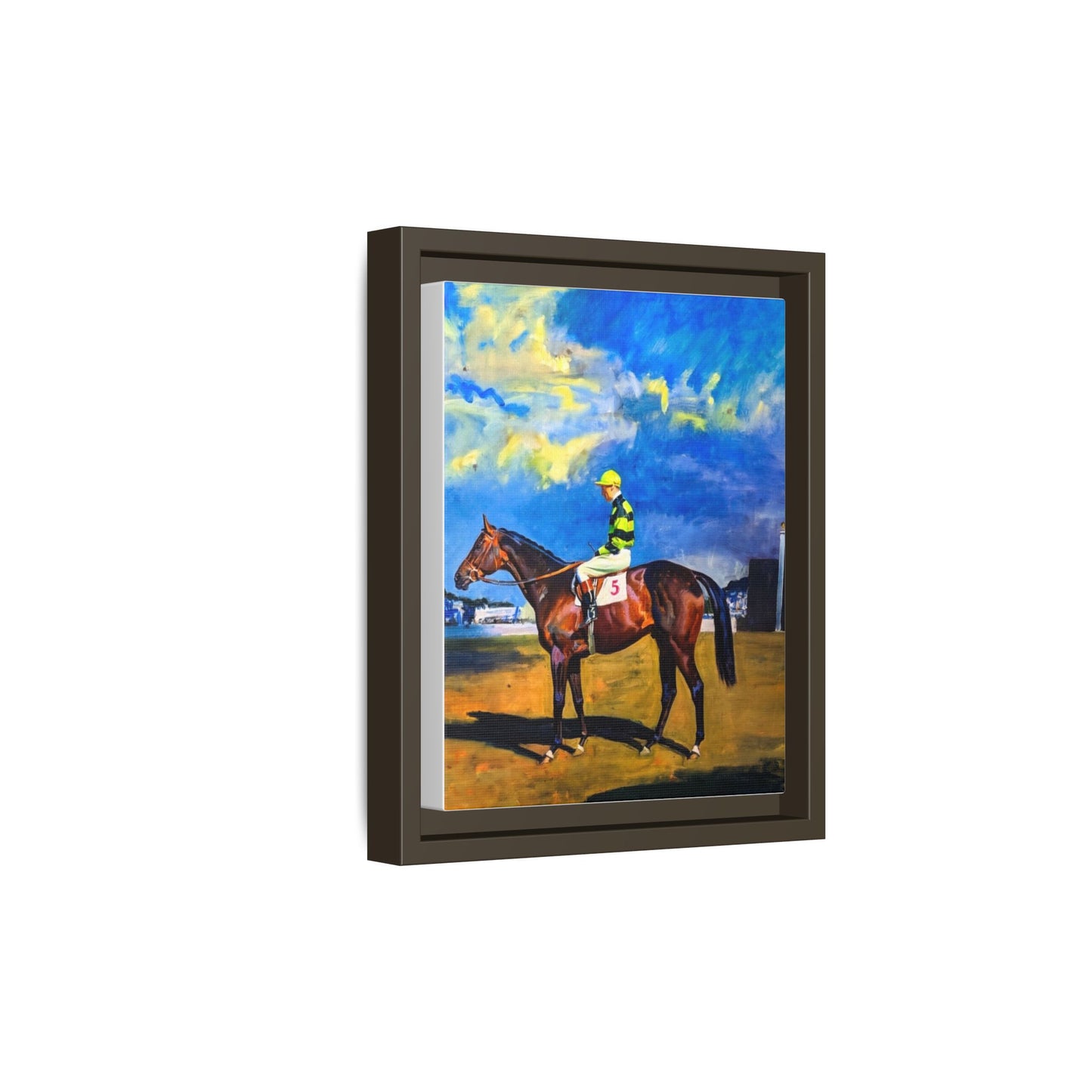 Framed Matte Canvas — Jockey on Racehorse Vintage Equestrian Wall Art