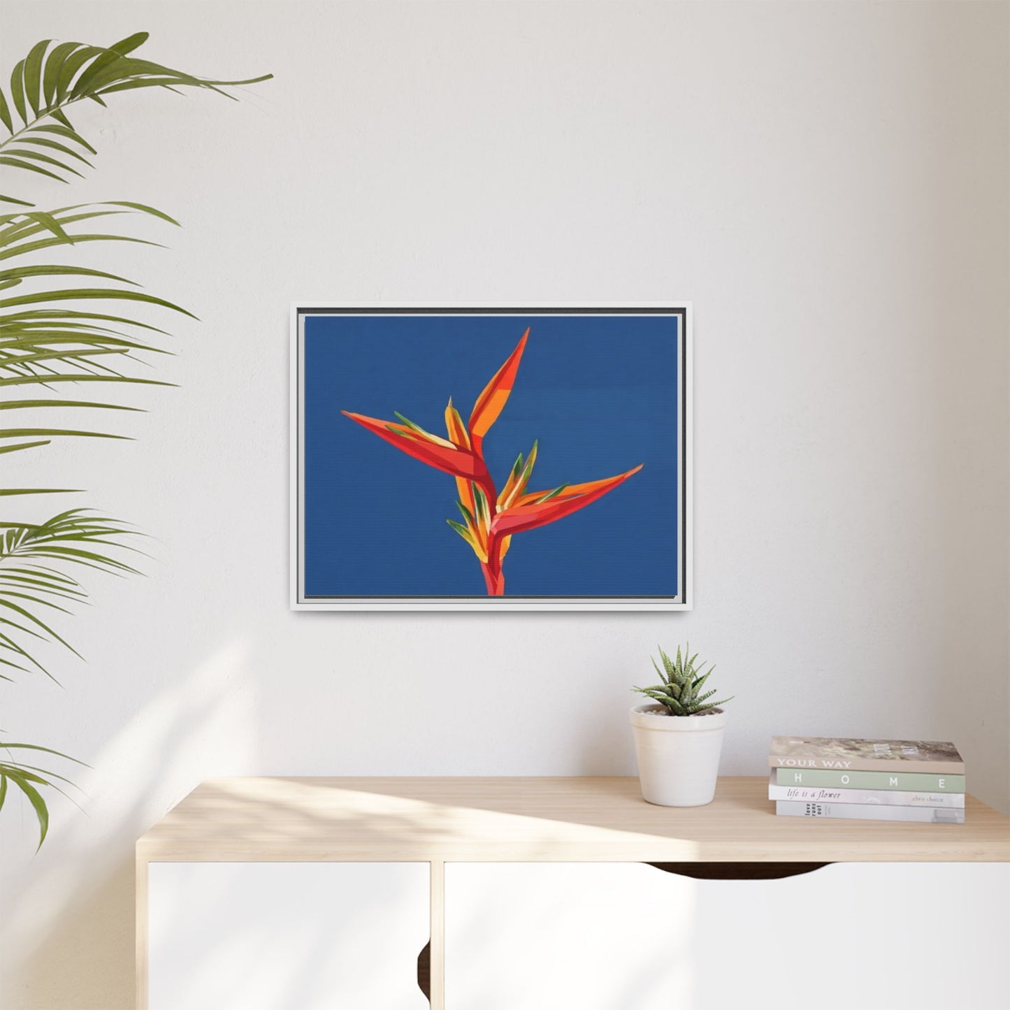 Framed Matte Canvas – Tropical Bird of Paradise Floral Wall Art