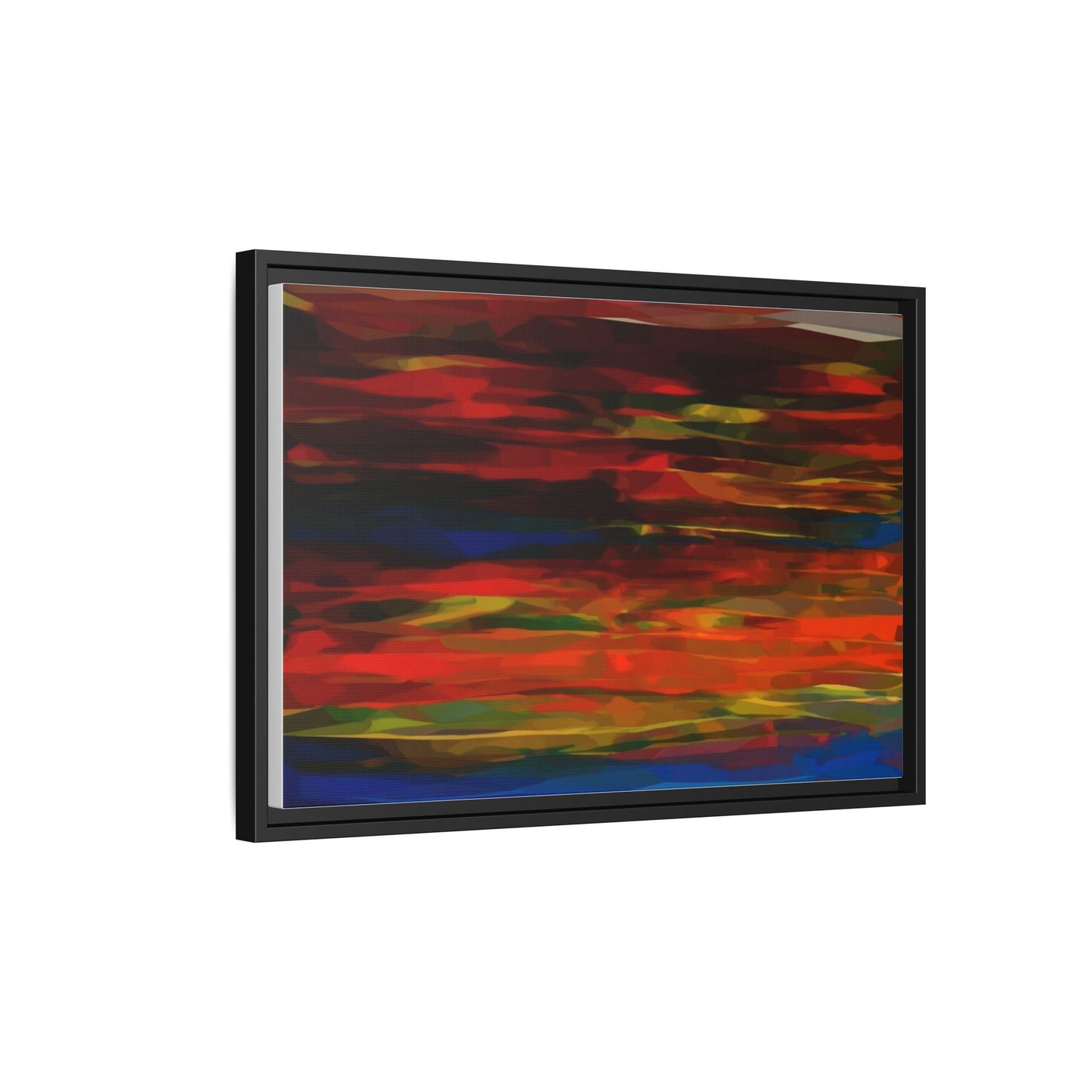 Abstract Multi-Color Matte Canvas Framed Wall Art — Bold Red & Blue Modern Painting