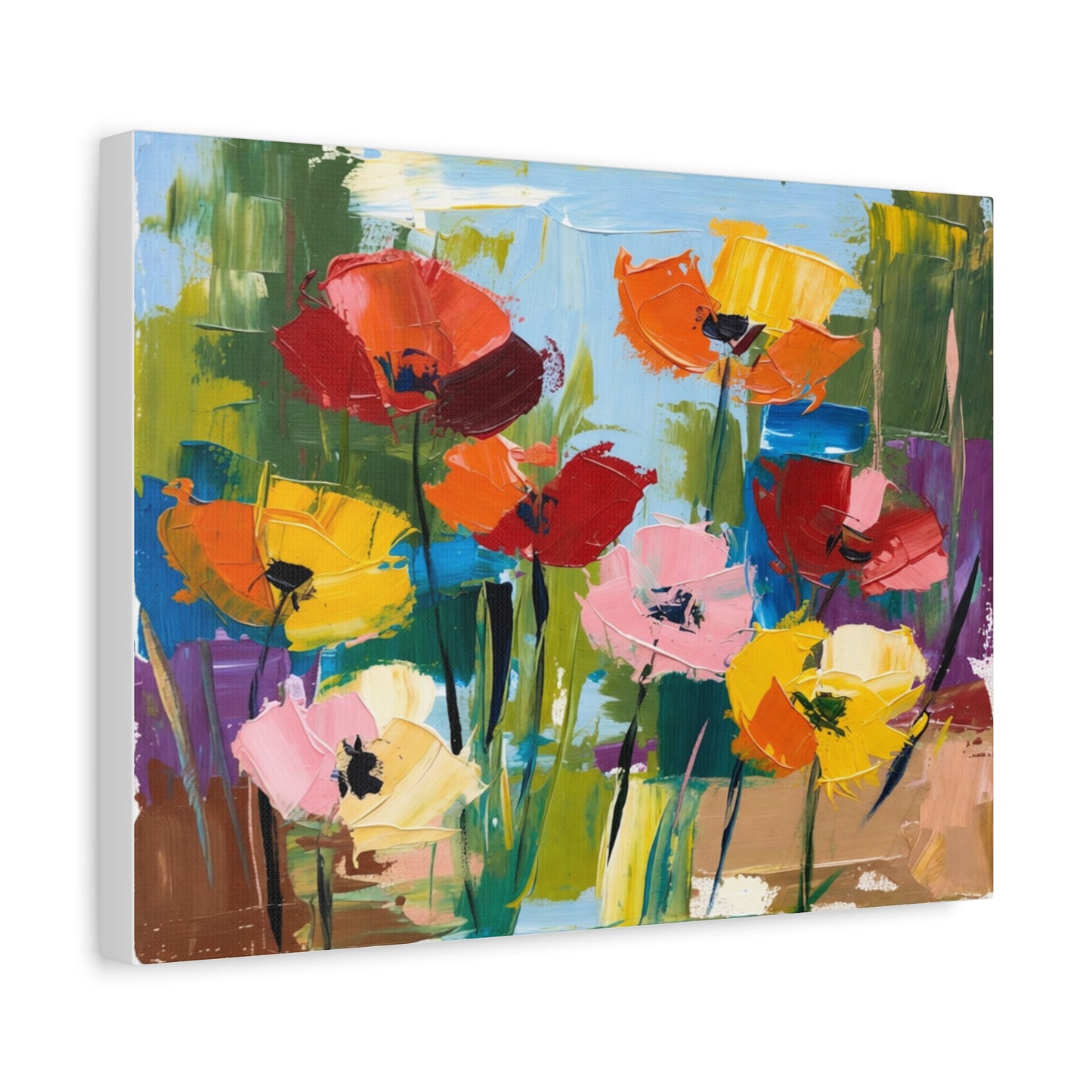 Colorful Abstract Floral Canvas Wall Art — Matte Stretched 1.25"