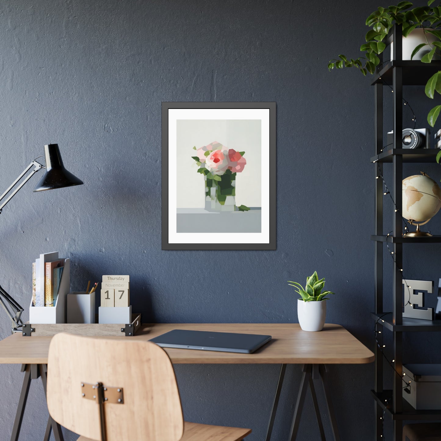 Framed Floral Poster — Modern Abstract Peony Art Print
