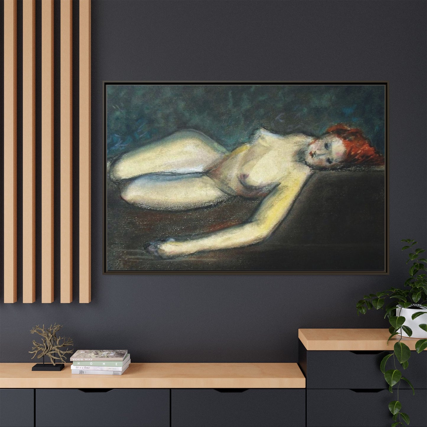Lying nude by Paul Gosselin Framed Matte Canvas Wall Art Print