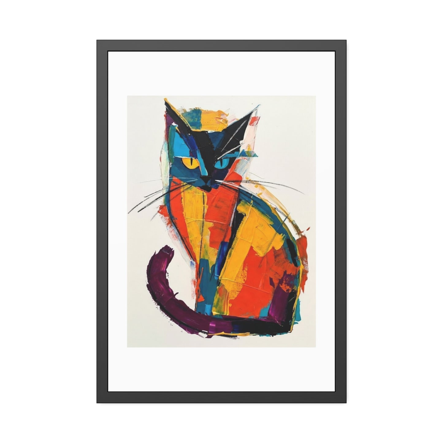 Colorful Abstract Cat Framed Poster