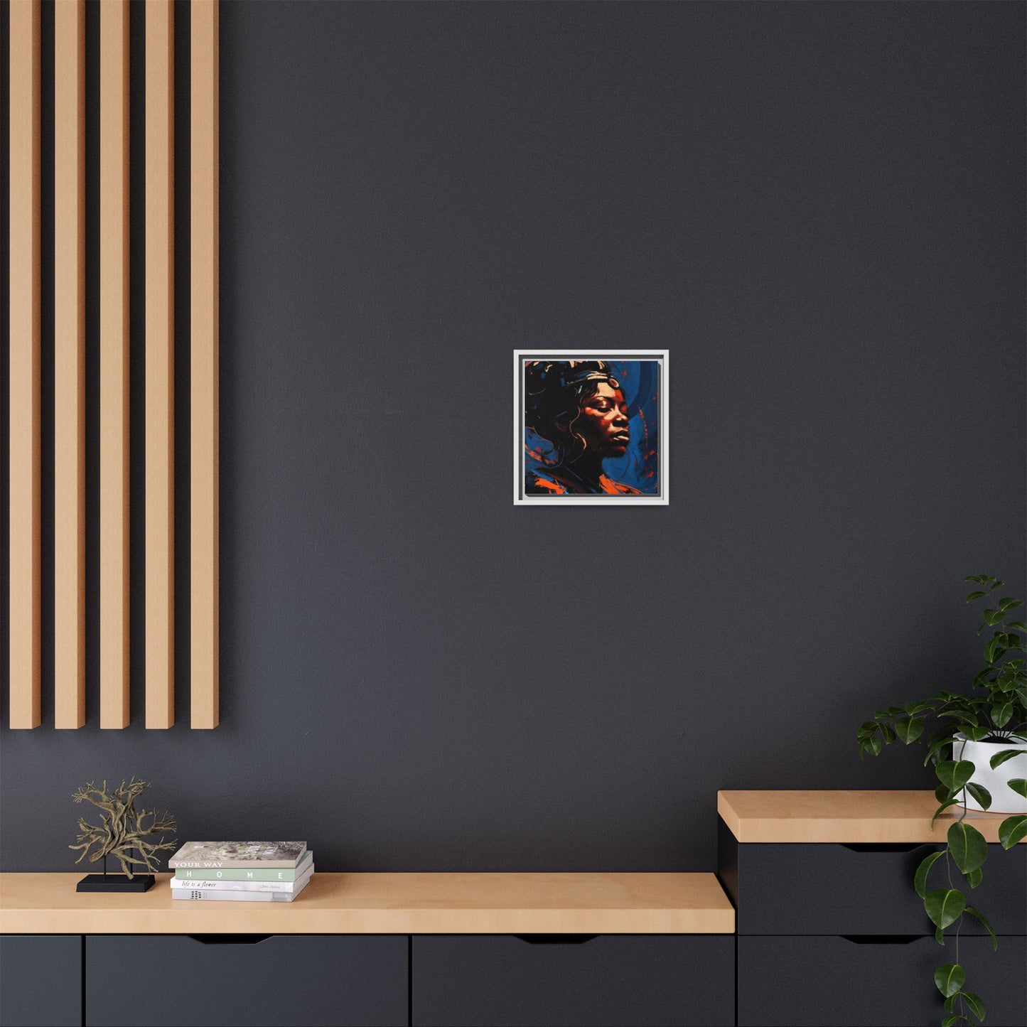 Framed Matte Canvas Art - Vibrant Portrait of a Black Woman (Multi-Color)