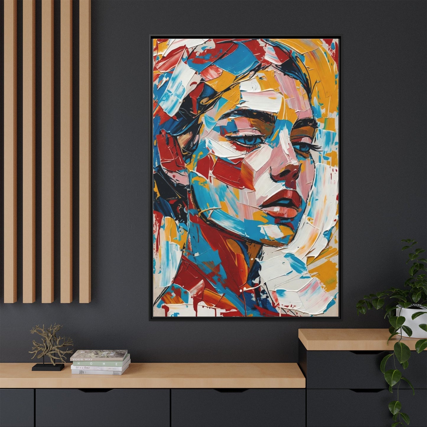 Colorful Abstract Portrait Framed Canvas Print