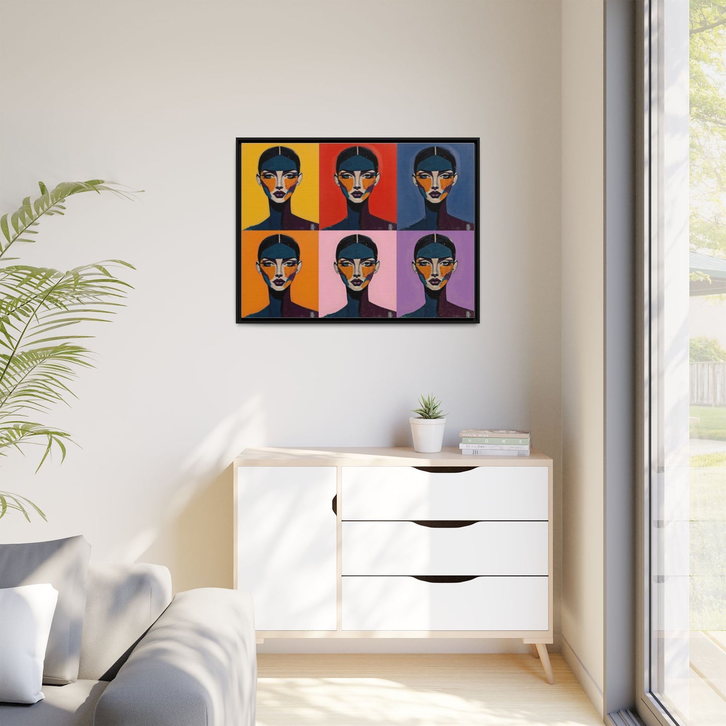 Pop Art Portrait Matte Canvas — Framed Multi-Color Wall Art