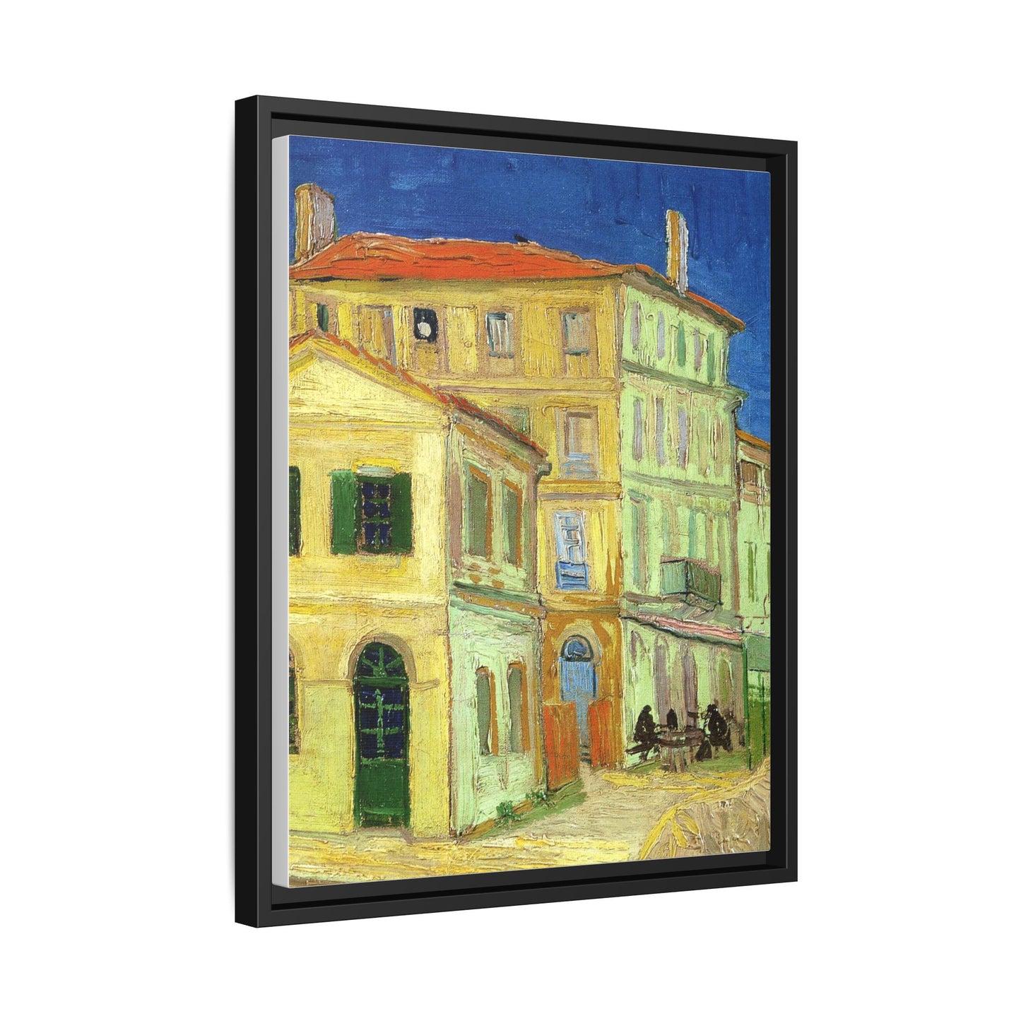Mediterranean Street Scene Matte Canvas Framed Wall Art