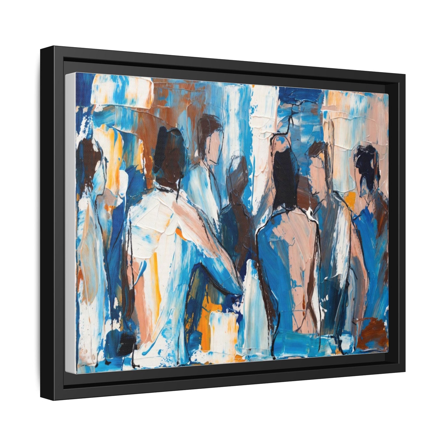 Abstract Coastal Figures Matte Canvas Framed Wall Art