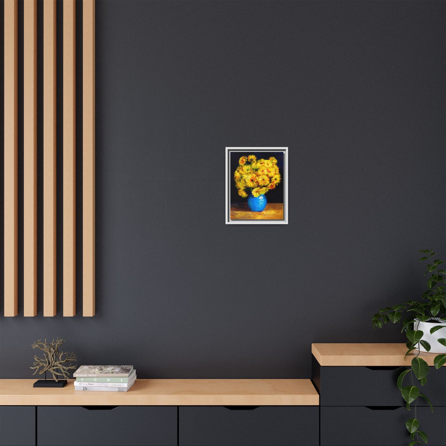 Yellow Daisy Bouquet Matte Canvas Framed Wall Art