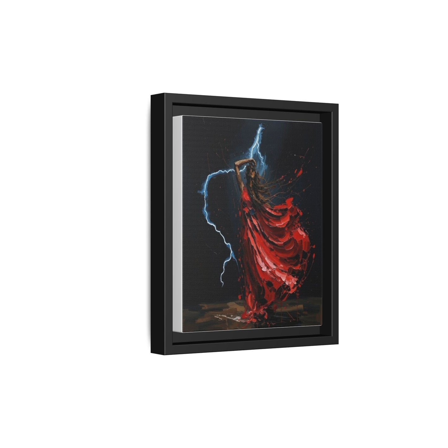 Framed Matte Canvas Print — Red Dancer Lightning Art