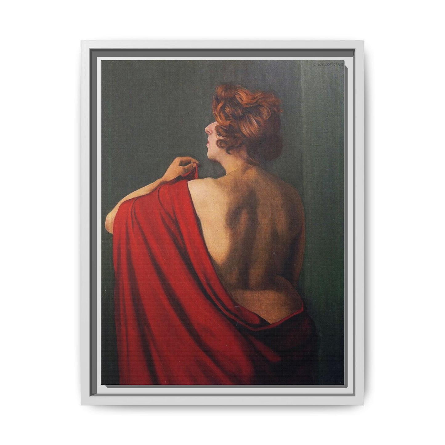 Femme au châle rouge by Félix Vallotton Framed Matte Canvas Wall Art Print