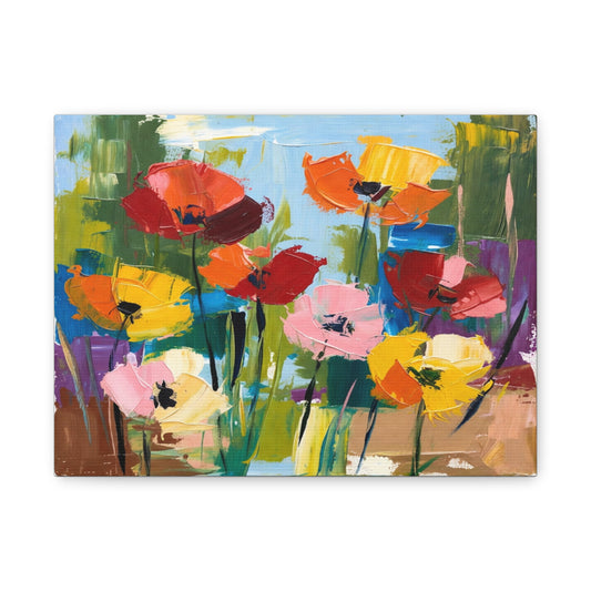 Colorful Abstract Floral Canvas Wall Art — Matte Stretched 1.25"
