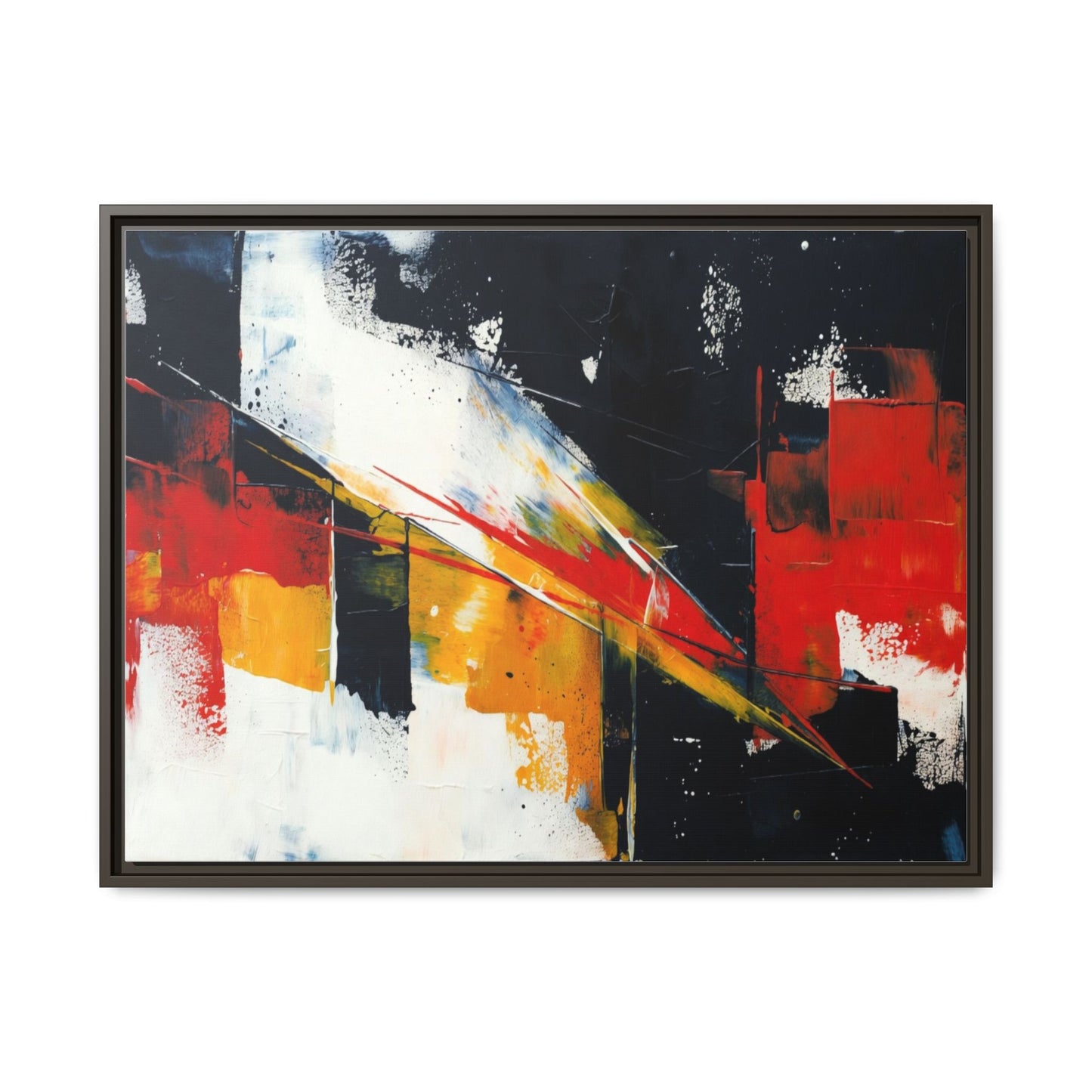 Abstract Red & Black Framed Canvas Print — Modern Geometric Wall Art