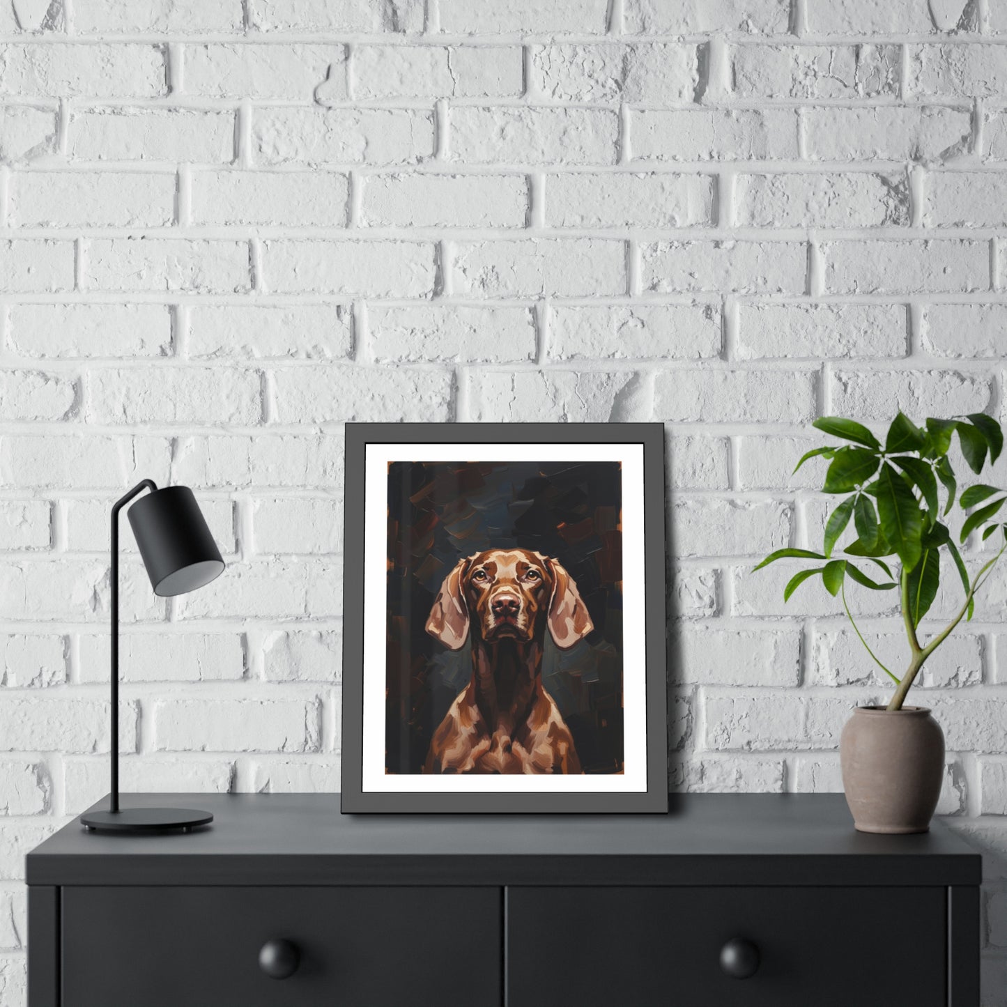 Chocolate Vizsla Dog Framed Paper Posters