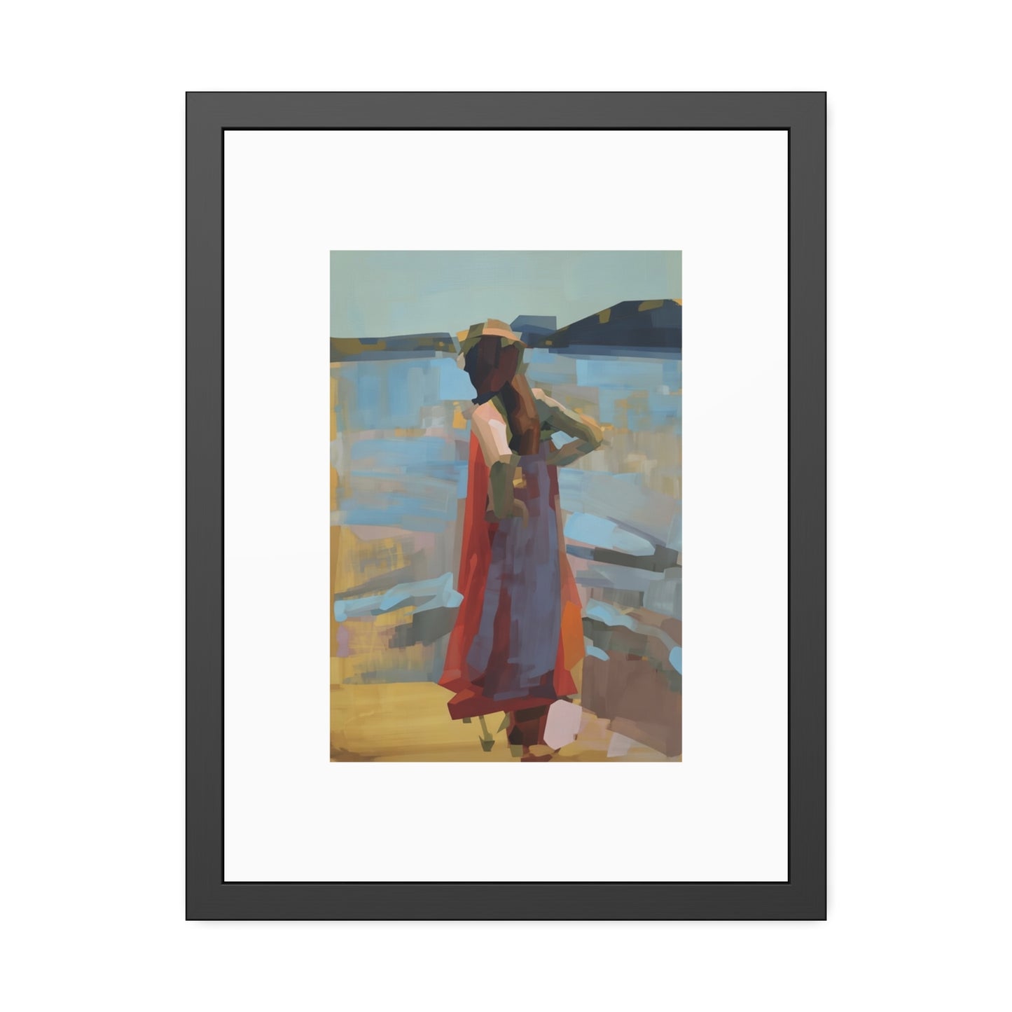 Framed Art Print — Woman at the Shore Impressionist Poster