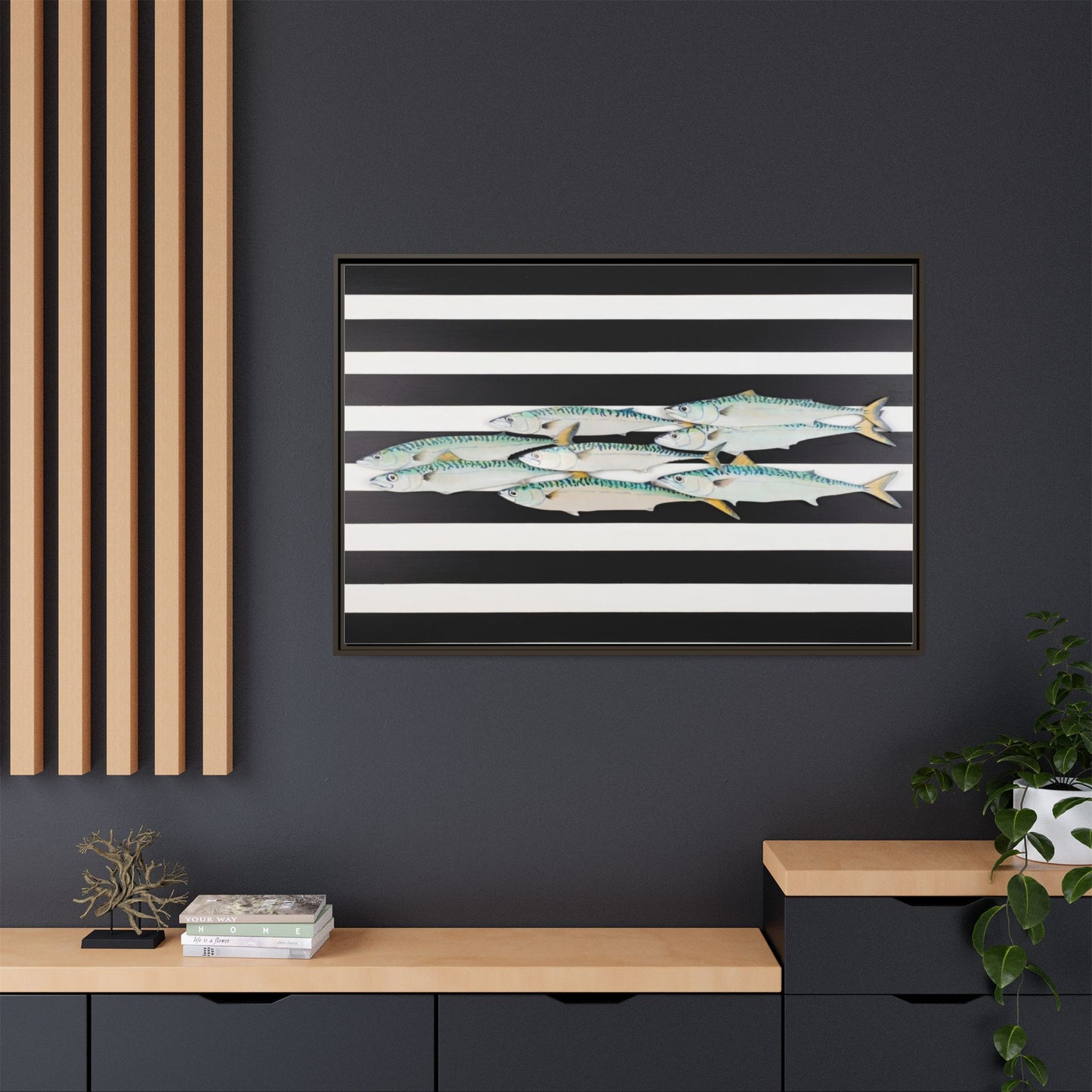 Striped Mackerel Canvas Print — Framed Matte Fish Wall Art