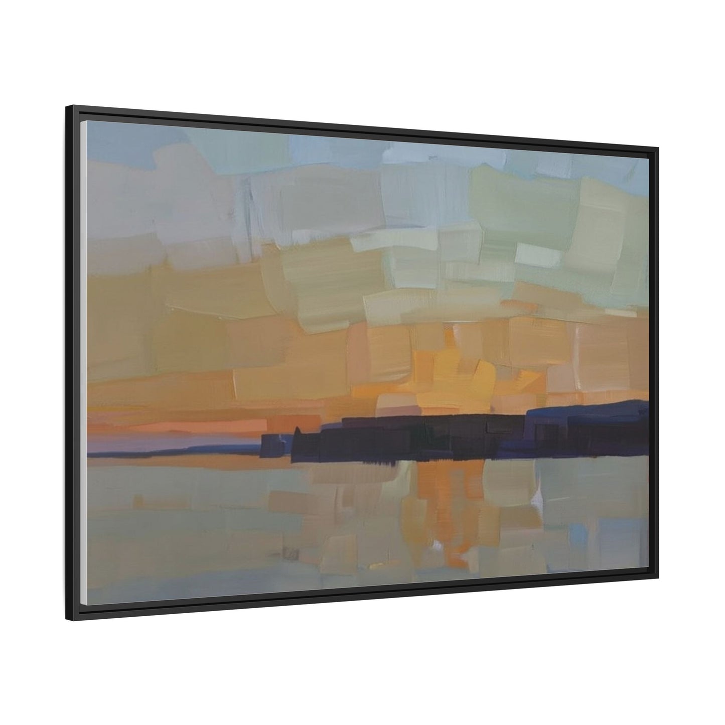 Framed Matte Canvas Sunset Abstract Landscape Art Print
