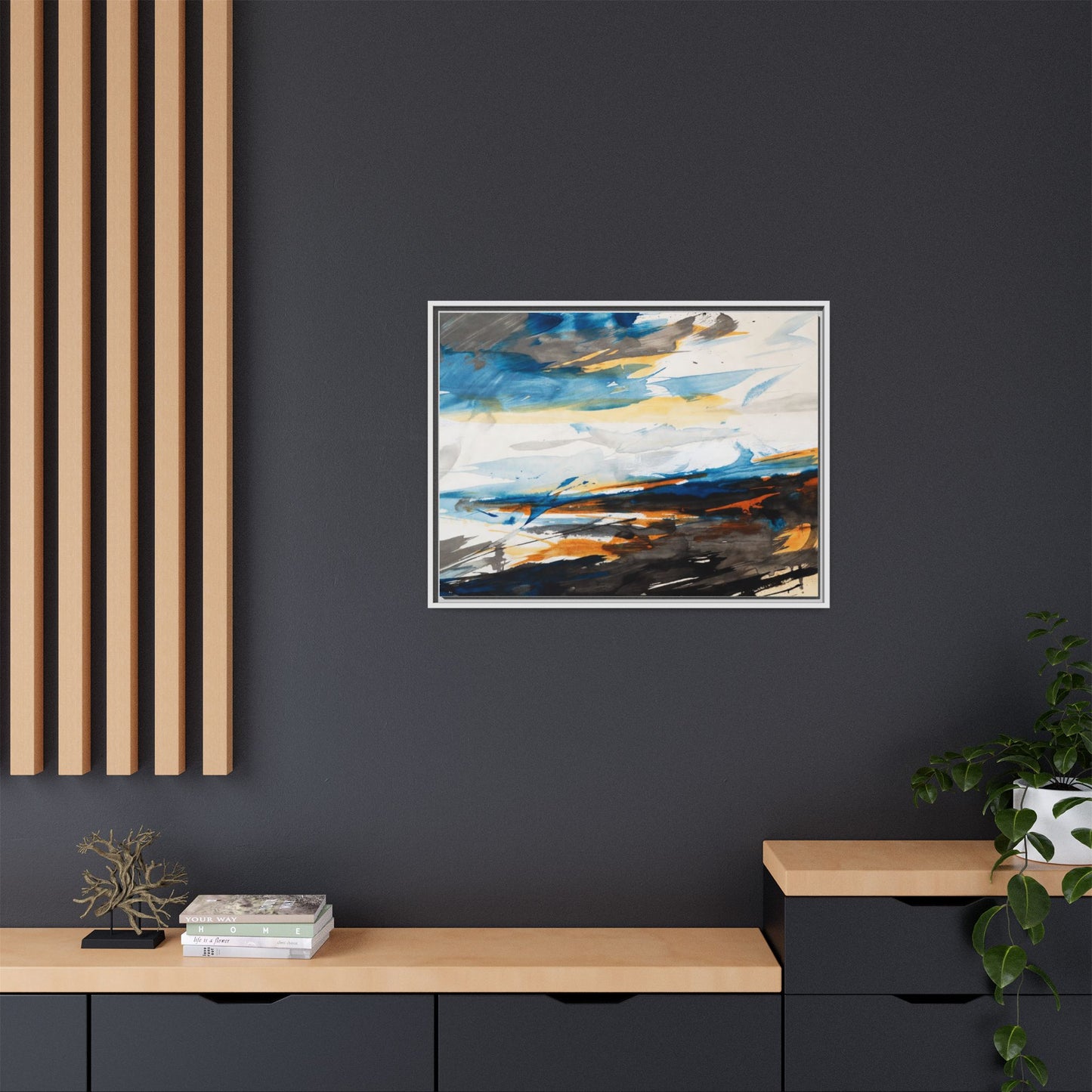 Abstract Coastal Waves Matte Canvas Framed Wall Art