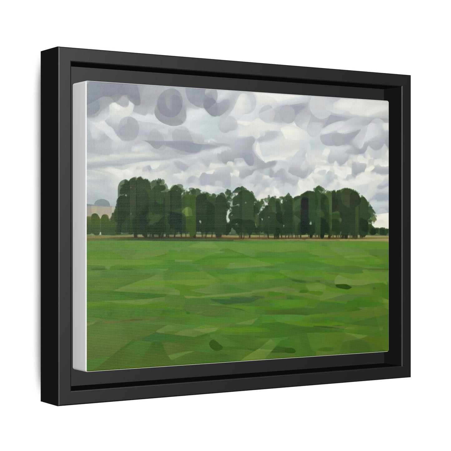 Framed Matte Canvas Print — Minimalist Green Landscape Art