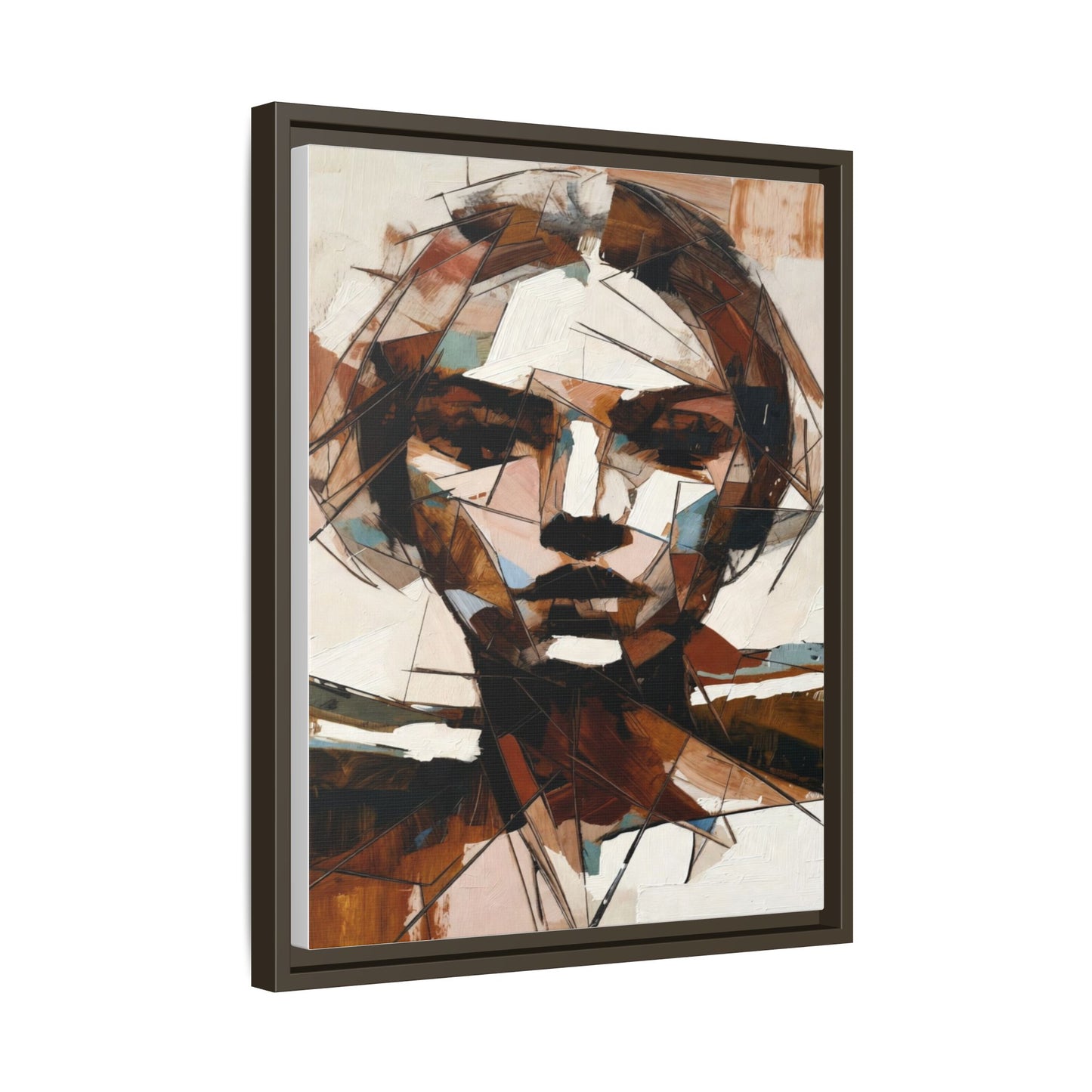 Abstract Woman Portrait Matte Canvas Framed — Geometric Multi-Color Wall Art
