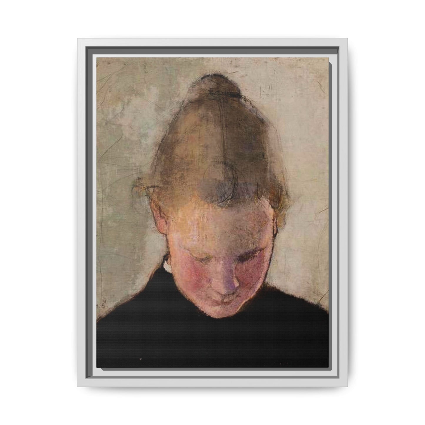 Lukeva tytto by Helena Schjerfbeck Framed Matte Canvas Art Print