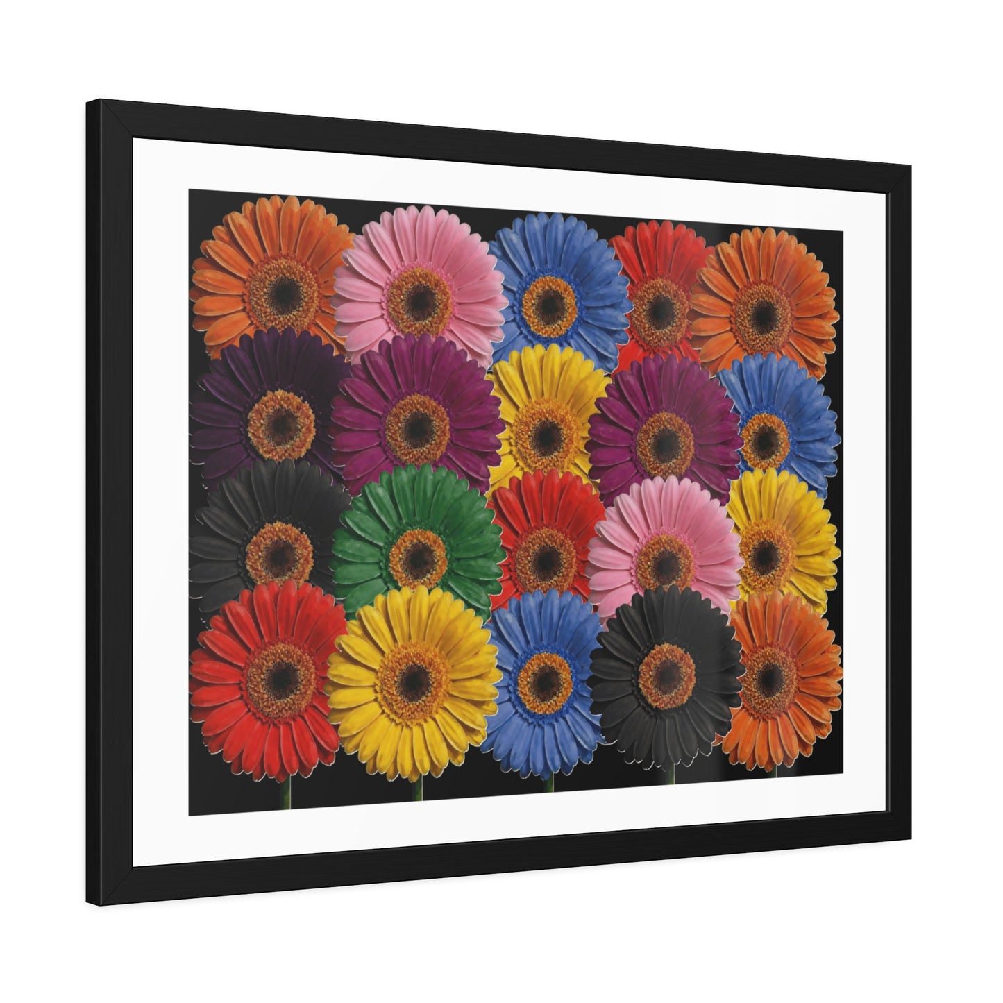 Framed Floral Poster — Colorful Gerbera Wall Art Print