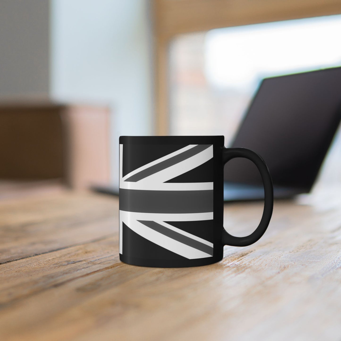 Black Union Jack Mug – Monochrome British Flag Coffee Cup (11oz & 15oz)