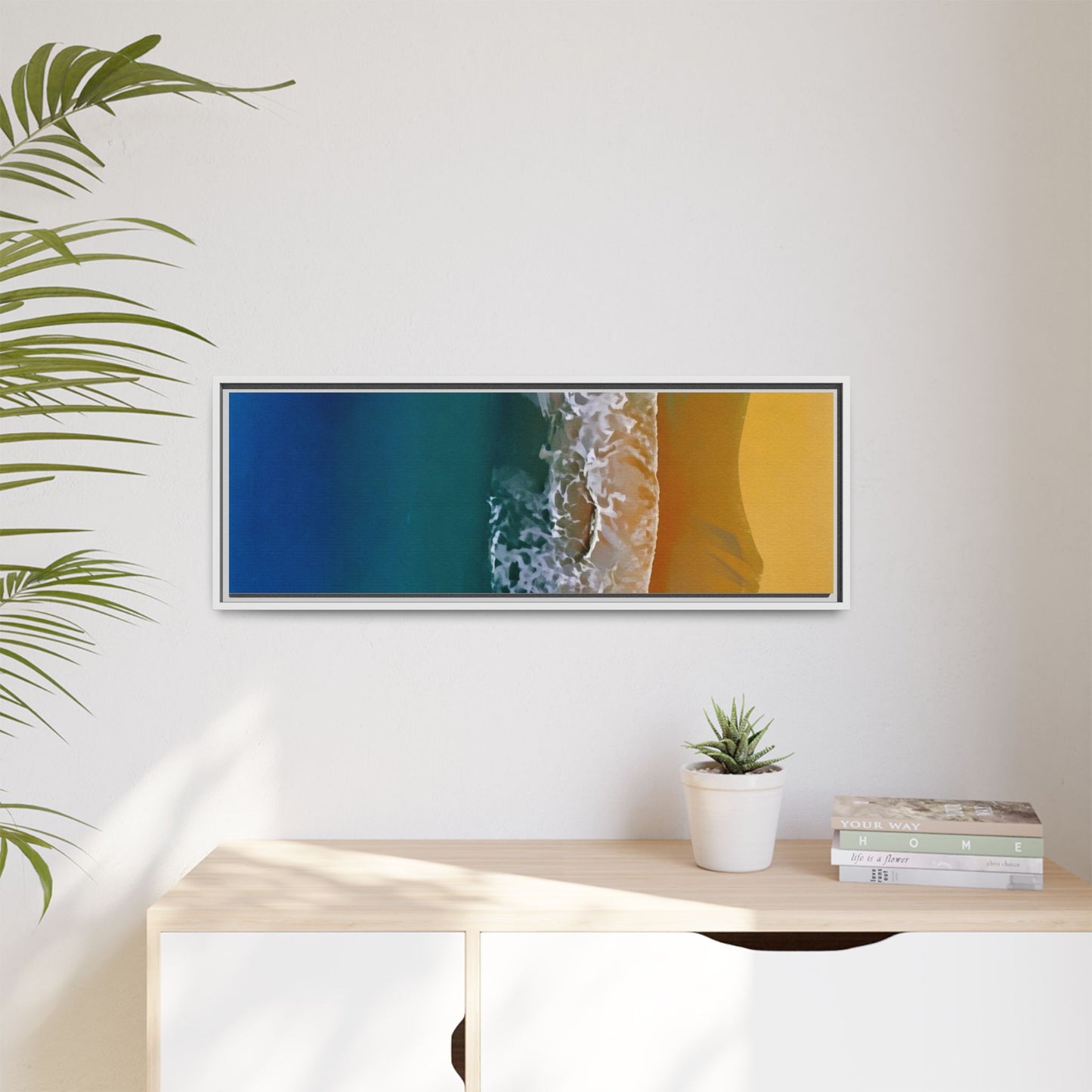 Framed Matte Canvas Seascape Print – Coastal Waves Wall Art