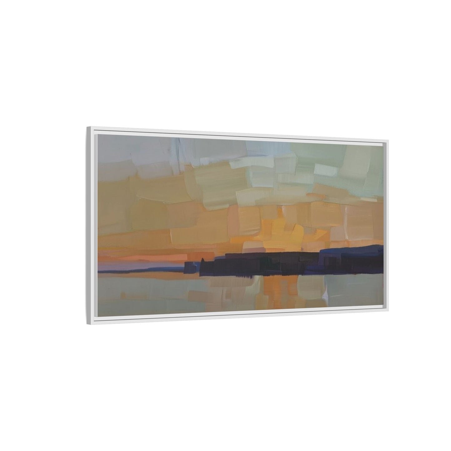 Framed Matte Canvas Sunset Abstract Landscape Art Print