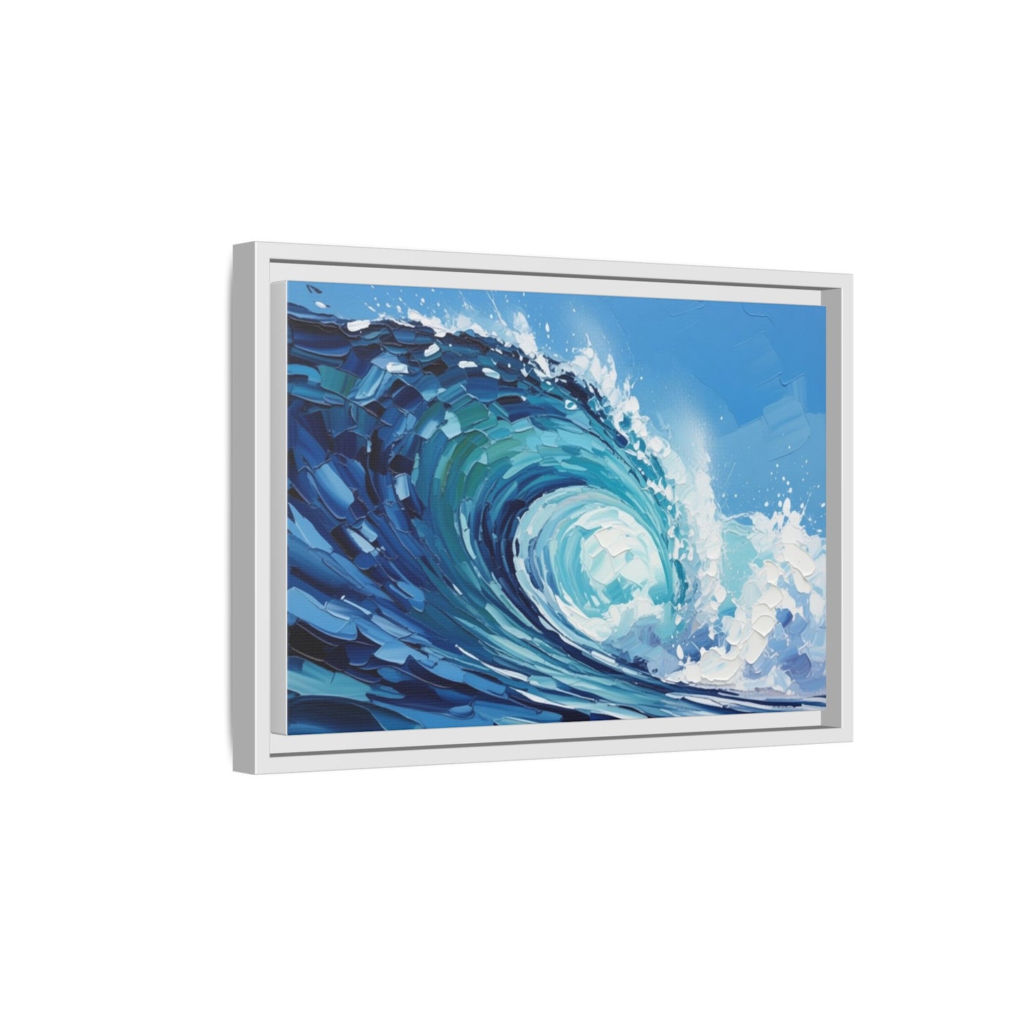Framed Matte Canvas Wave Art — Blue Ocean Surf Wall Decor
