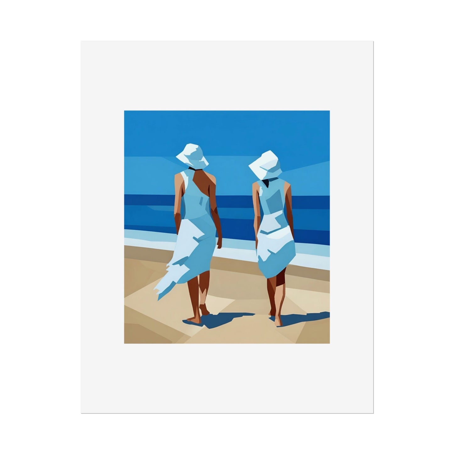 Beach Stroll Art Poster — Minimalist Coastal Print (Rolled Poster)