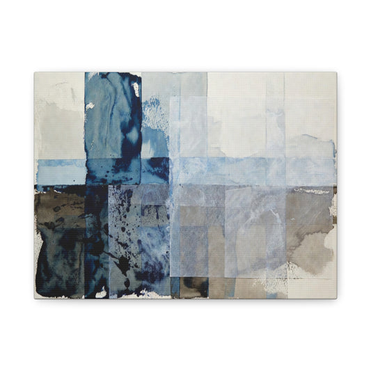 Abstract Blue Geometric Canvas Art — Stretched Matte Wall Decor