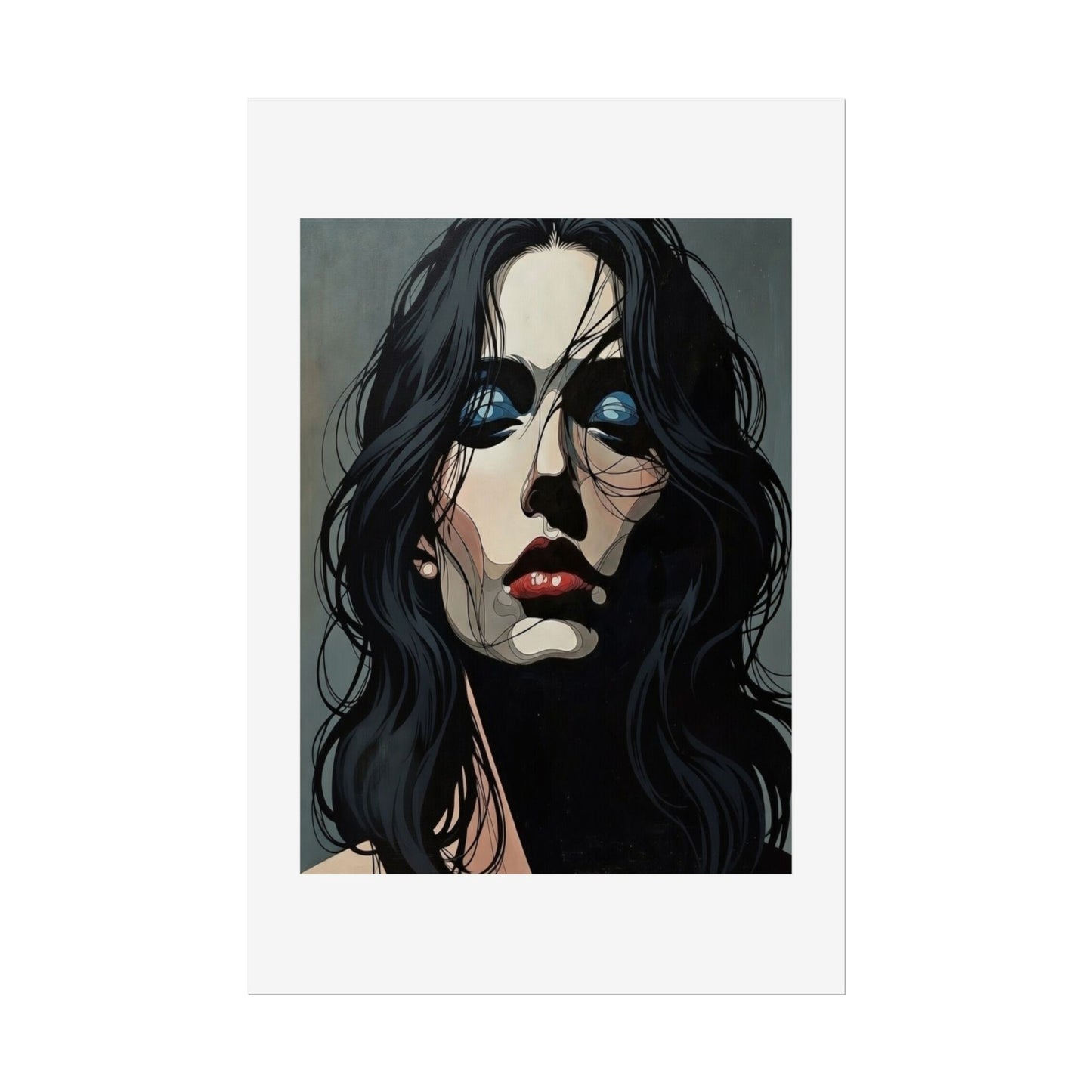 Rolled Poster — Moody Portrait Art Print (Dark Femme, Blue Eyeshadow)