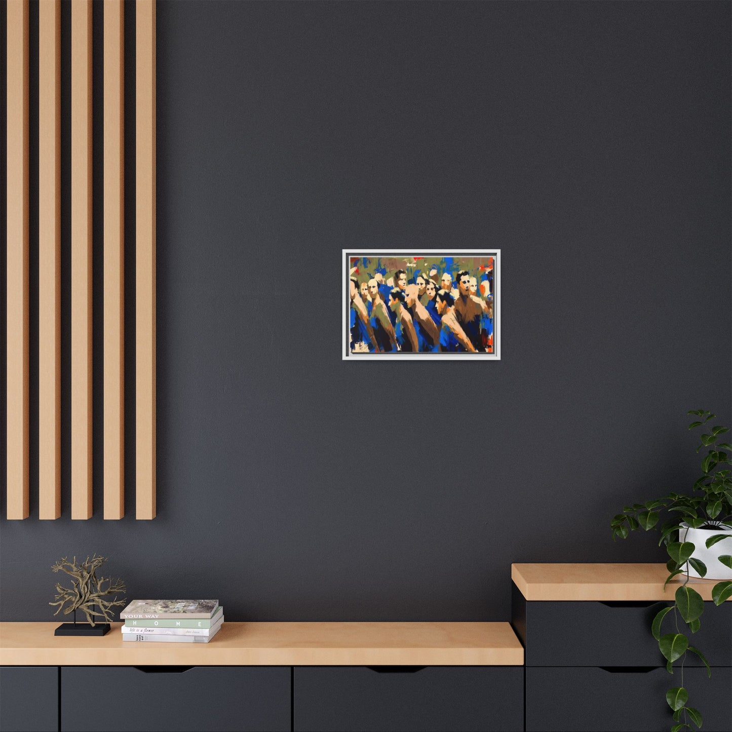 Abstract Crowd Matte Canvas Print — Framed Multi-Color Wall Art